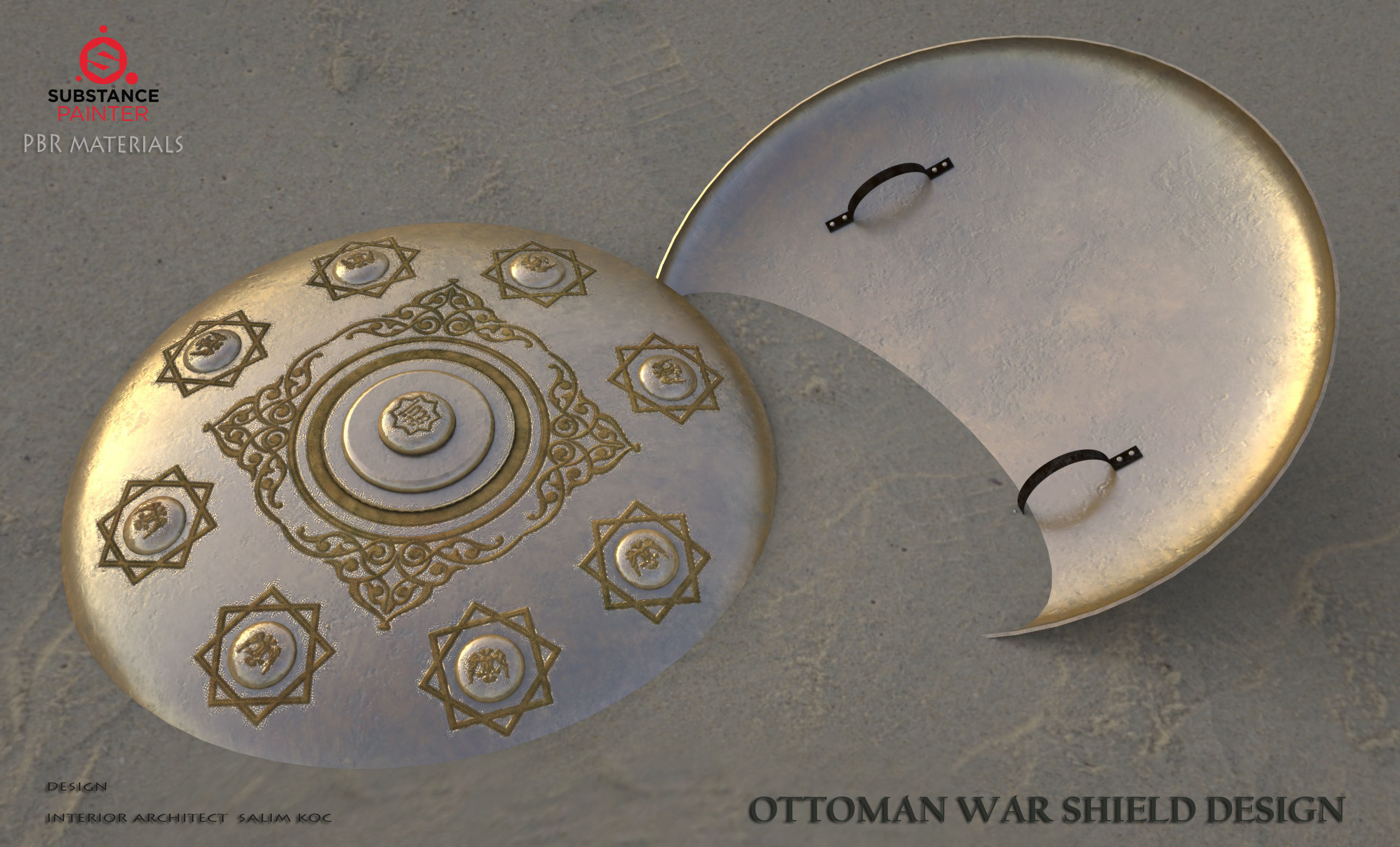    OTOMAN PATTERNED   Shield Low-poly 3D model 3D model_7
