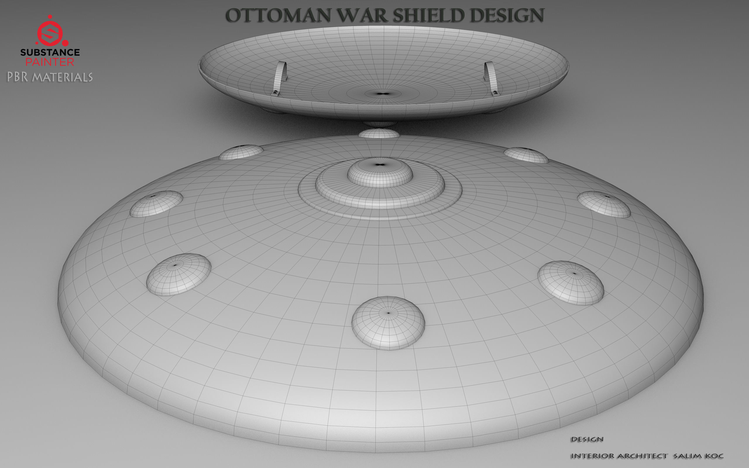    OTOMAN PATTERNED   Shield Low-poly 3D model 3D model_11