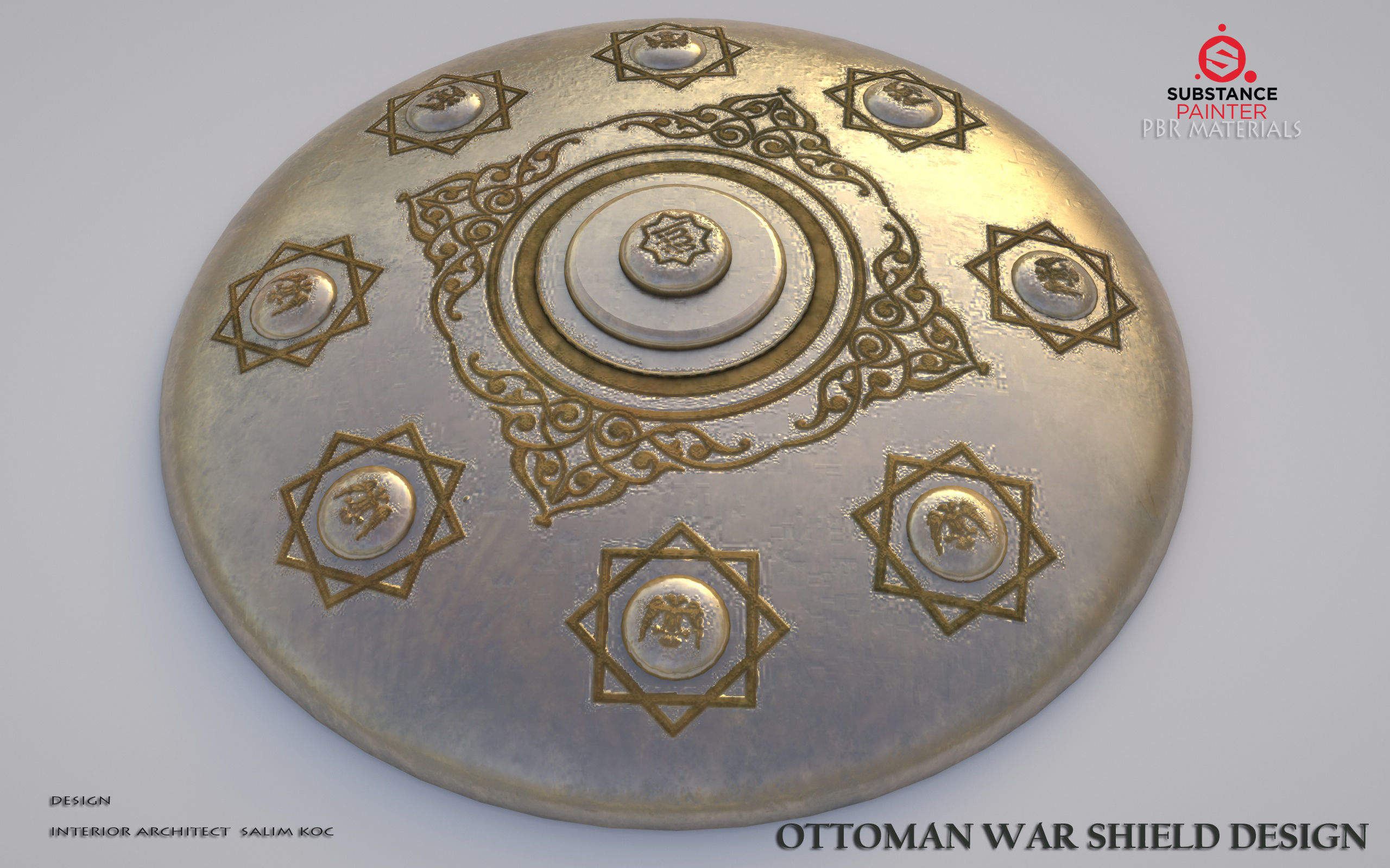    OTOMAN PATTERNED   Shield Low-poly 3D model 3D model_5