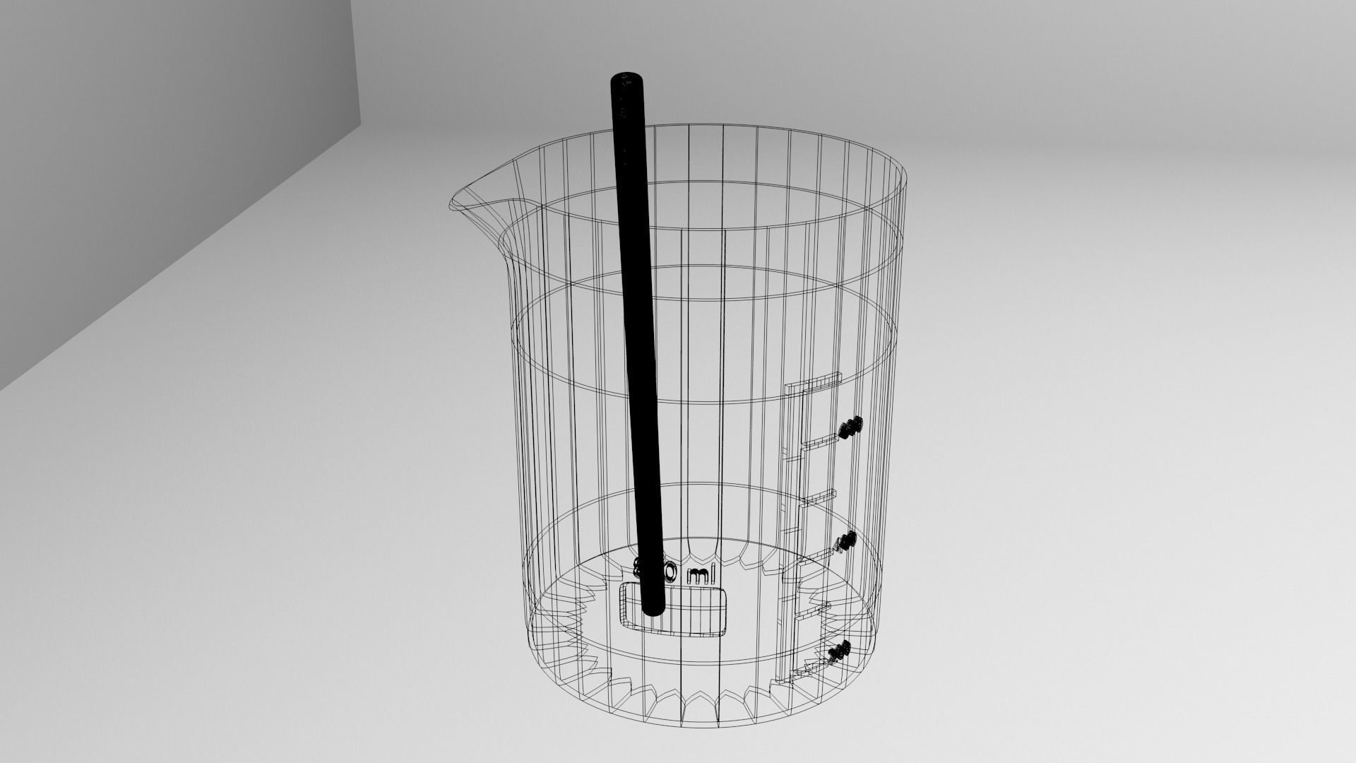 800 ml Glass Beaker with Rod 3D model_5