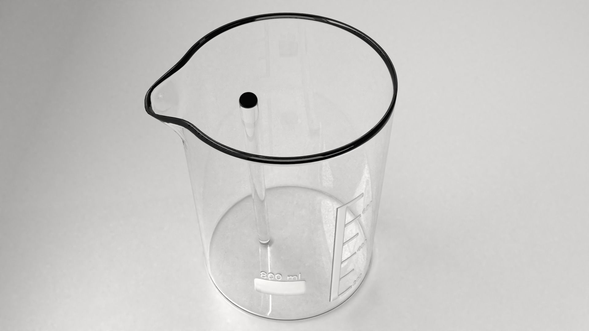 800 ml Glass Beaker with Rod 3D model_3