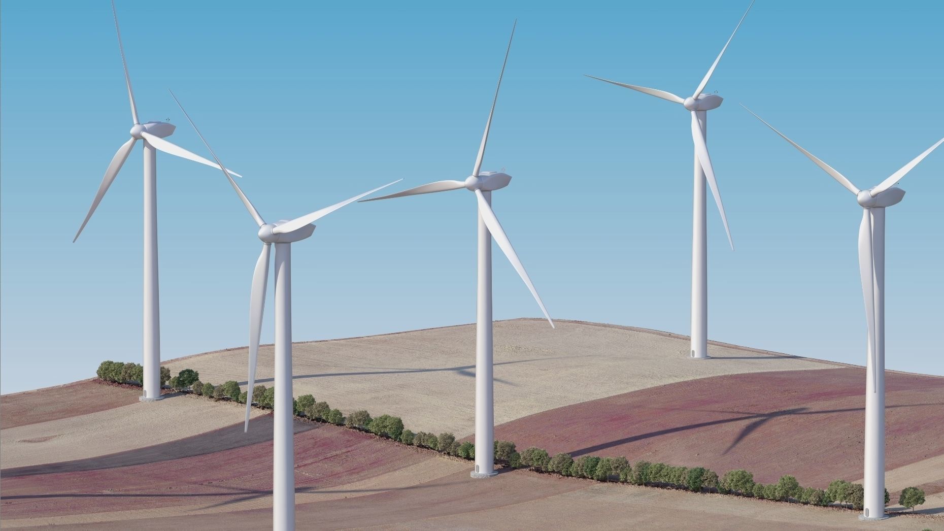 Wind Generators on a Relief Island 3D model_4