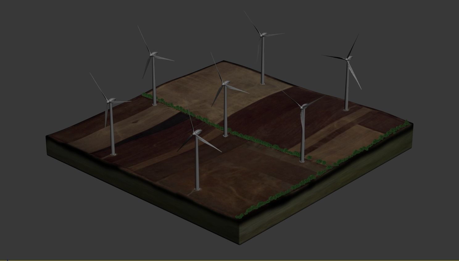 Wind Generators on a Relief Island 3D model_5