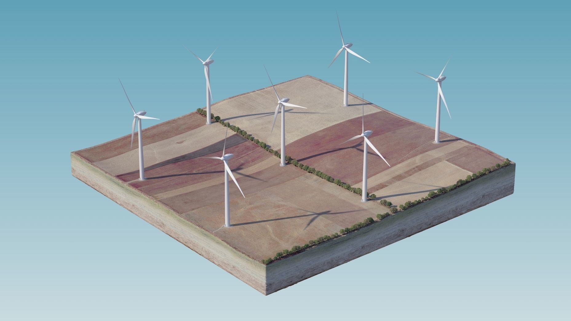 Wind Generators on a Relief Island 3D model_3