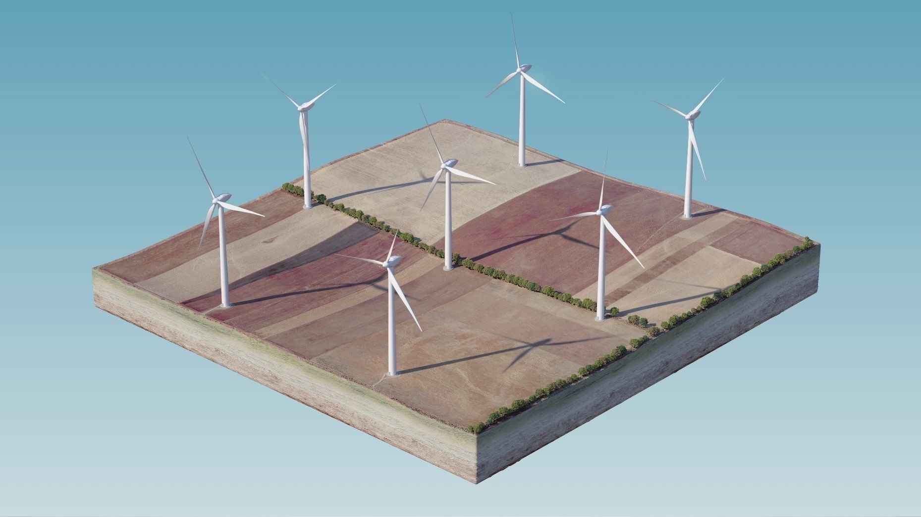 Wind Generators on a Relief Island 3D model_2