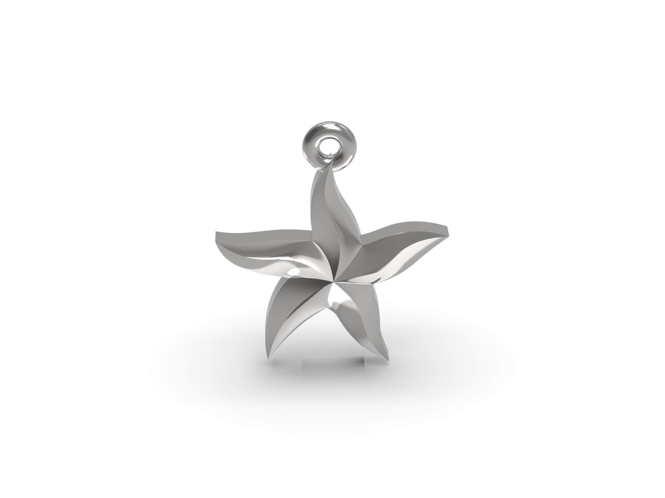 Starfish gold star pendant 3D print model_10