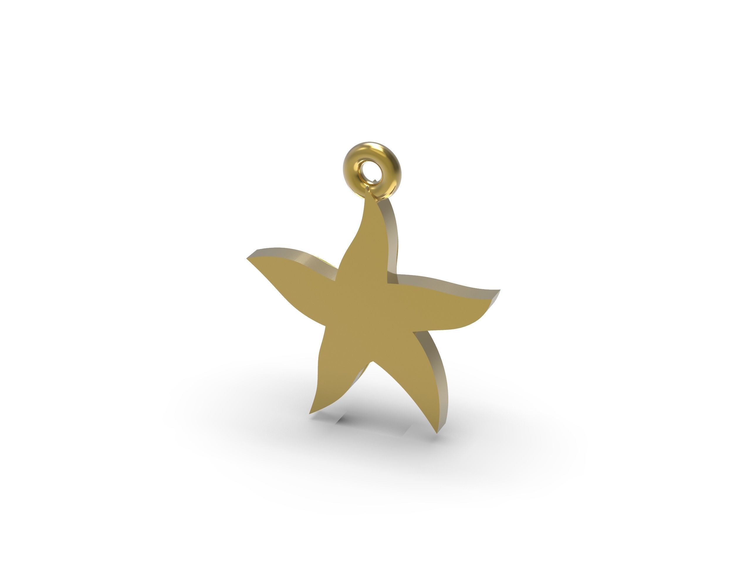 Starfish gold star pendant 3D print model_5