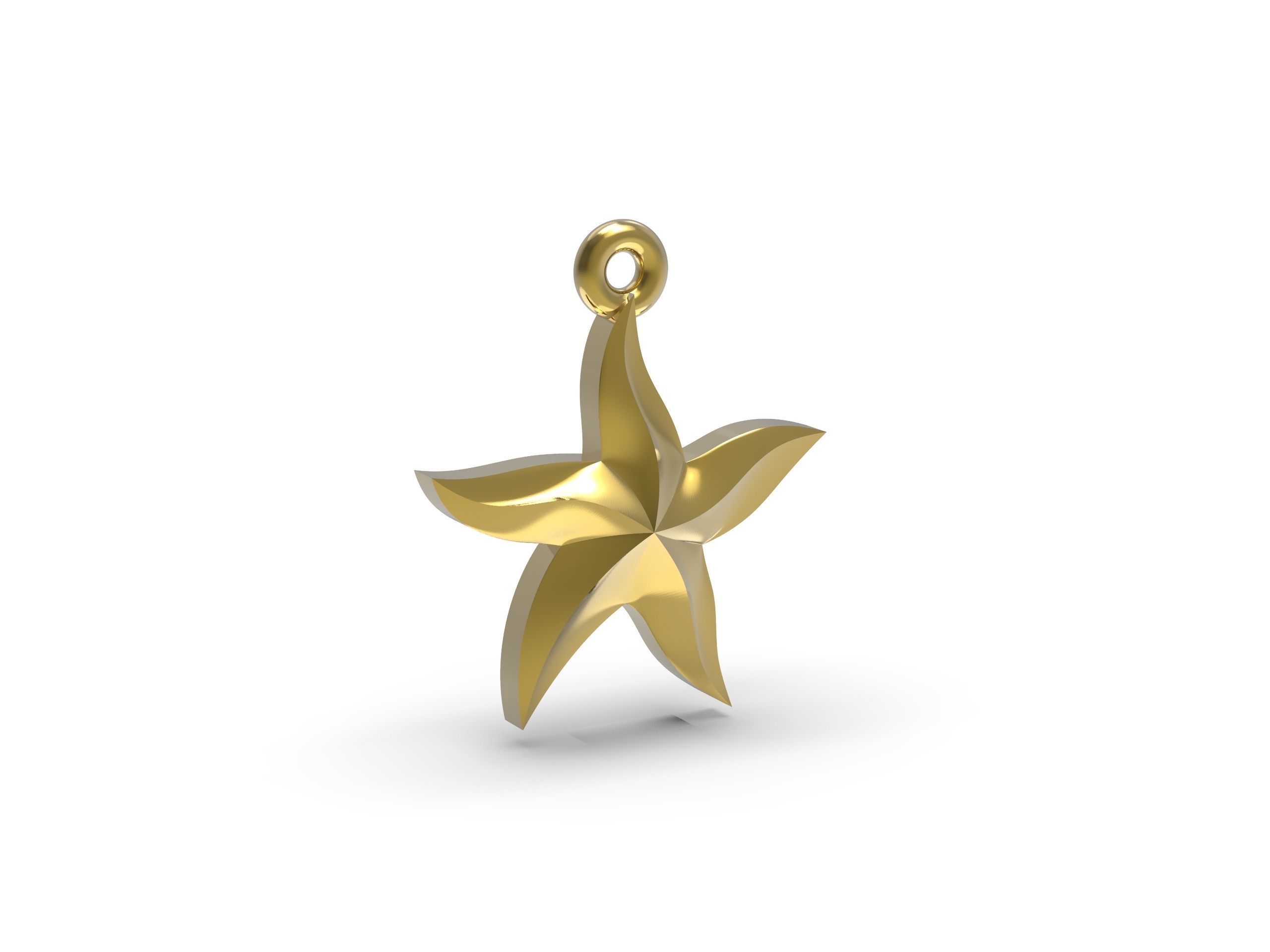Starfish gold star pendant 3D print model_1
