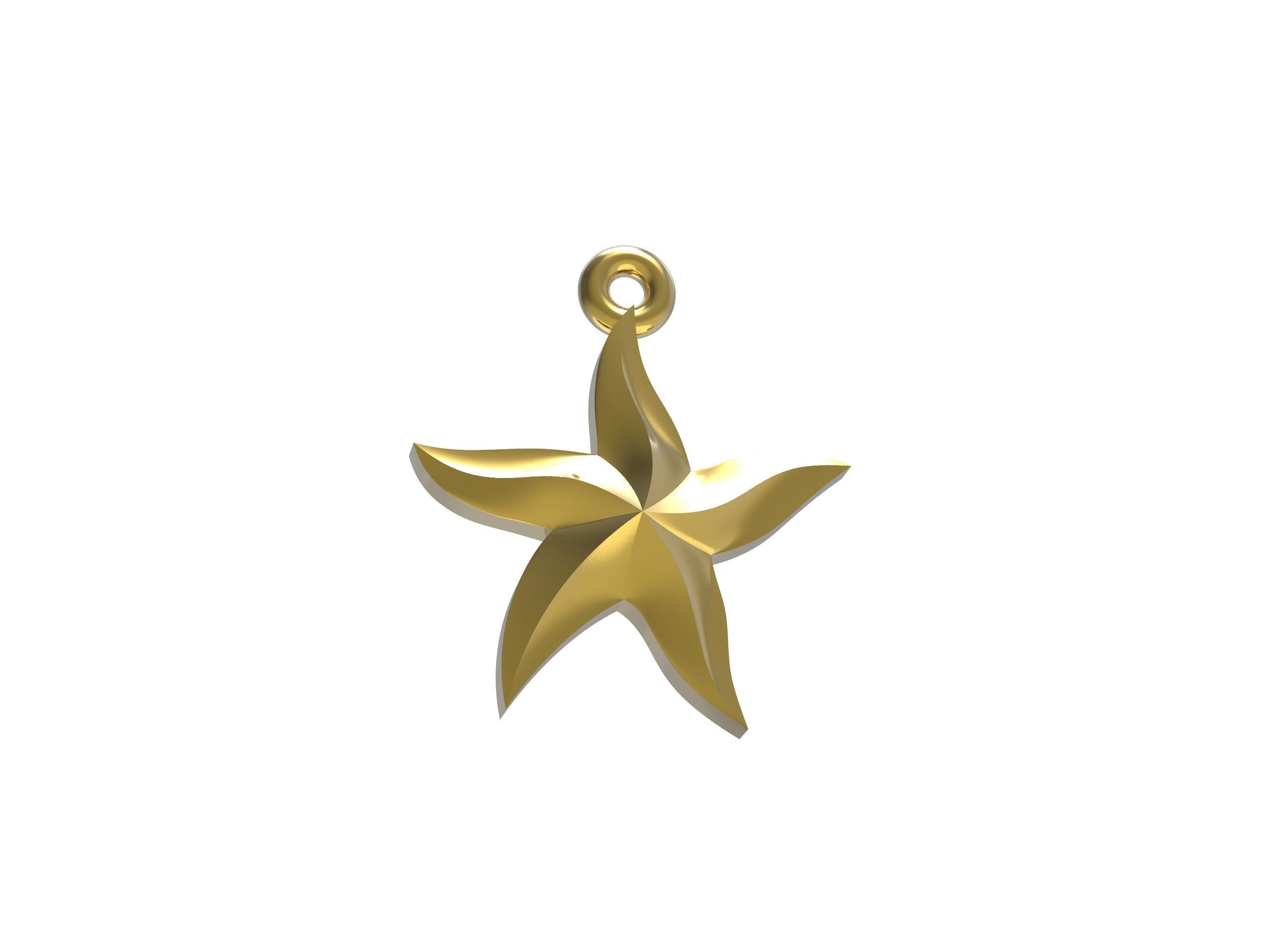 Starfish gold star pendant 3D print model_3