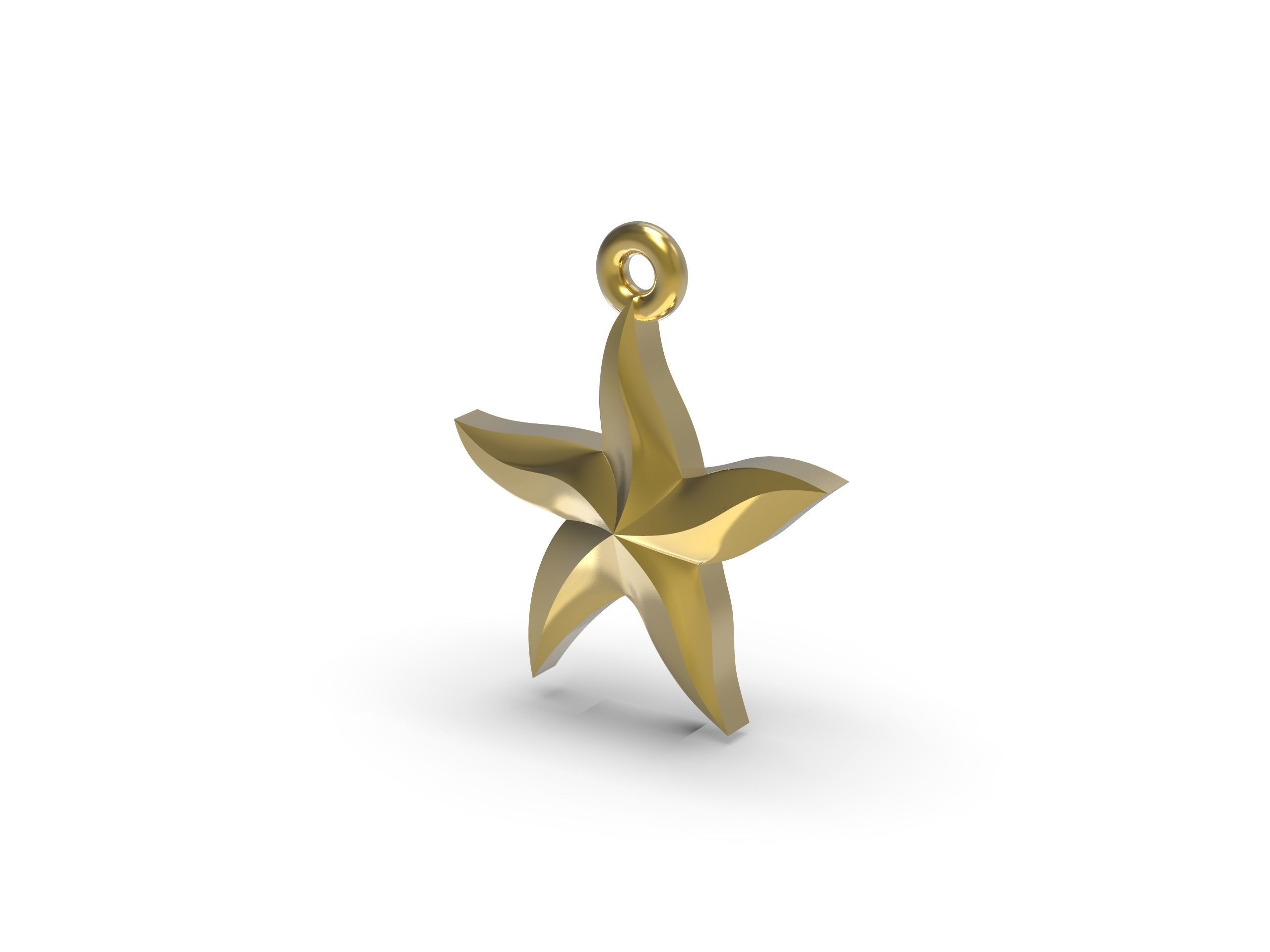 Starfish gold star pendant 3D print model_7