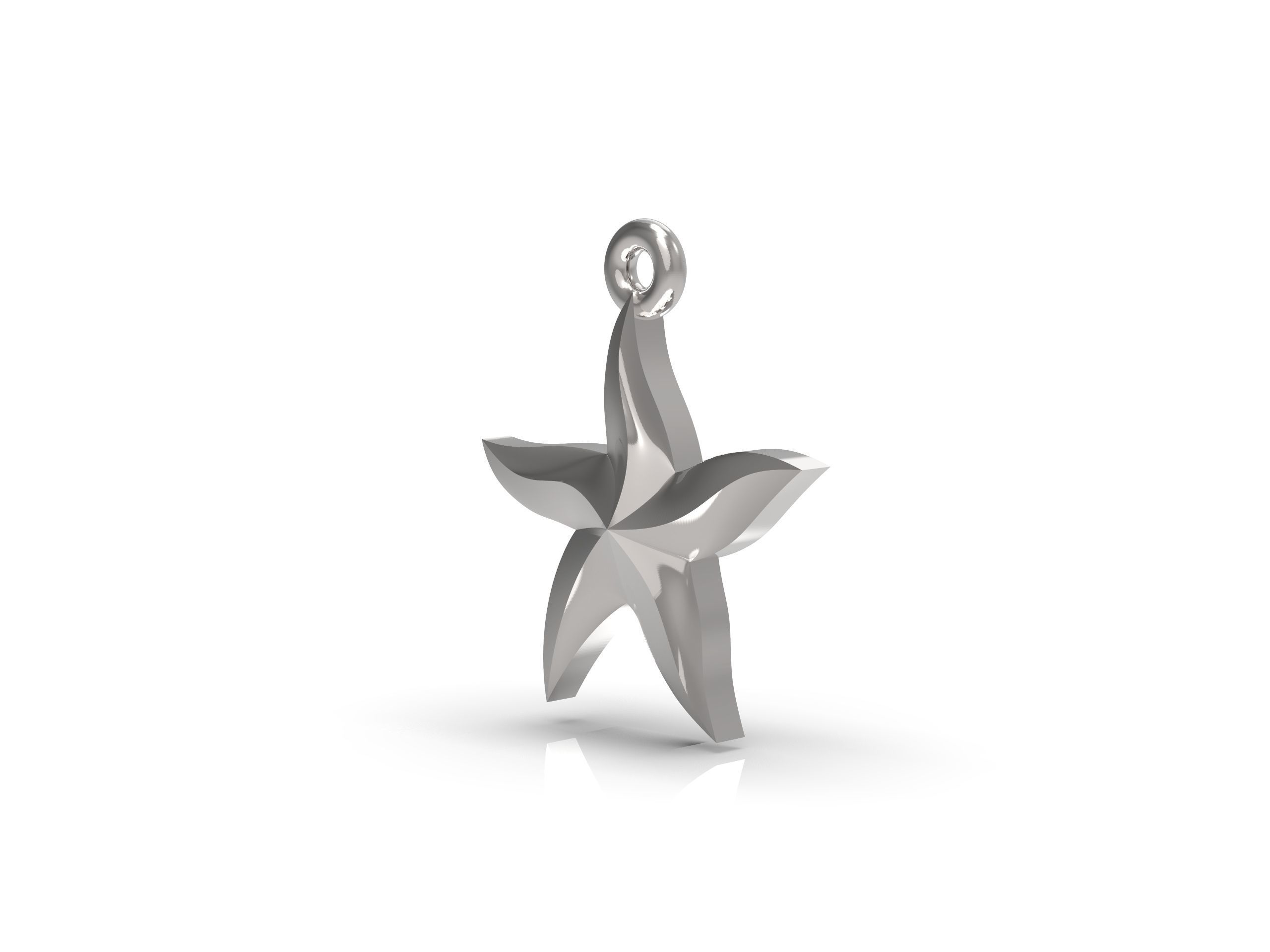 Starfish gold star pendant 3D print model_11