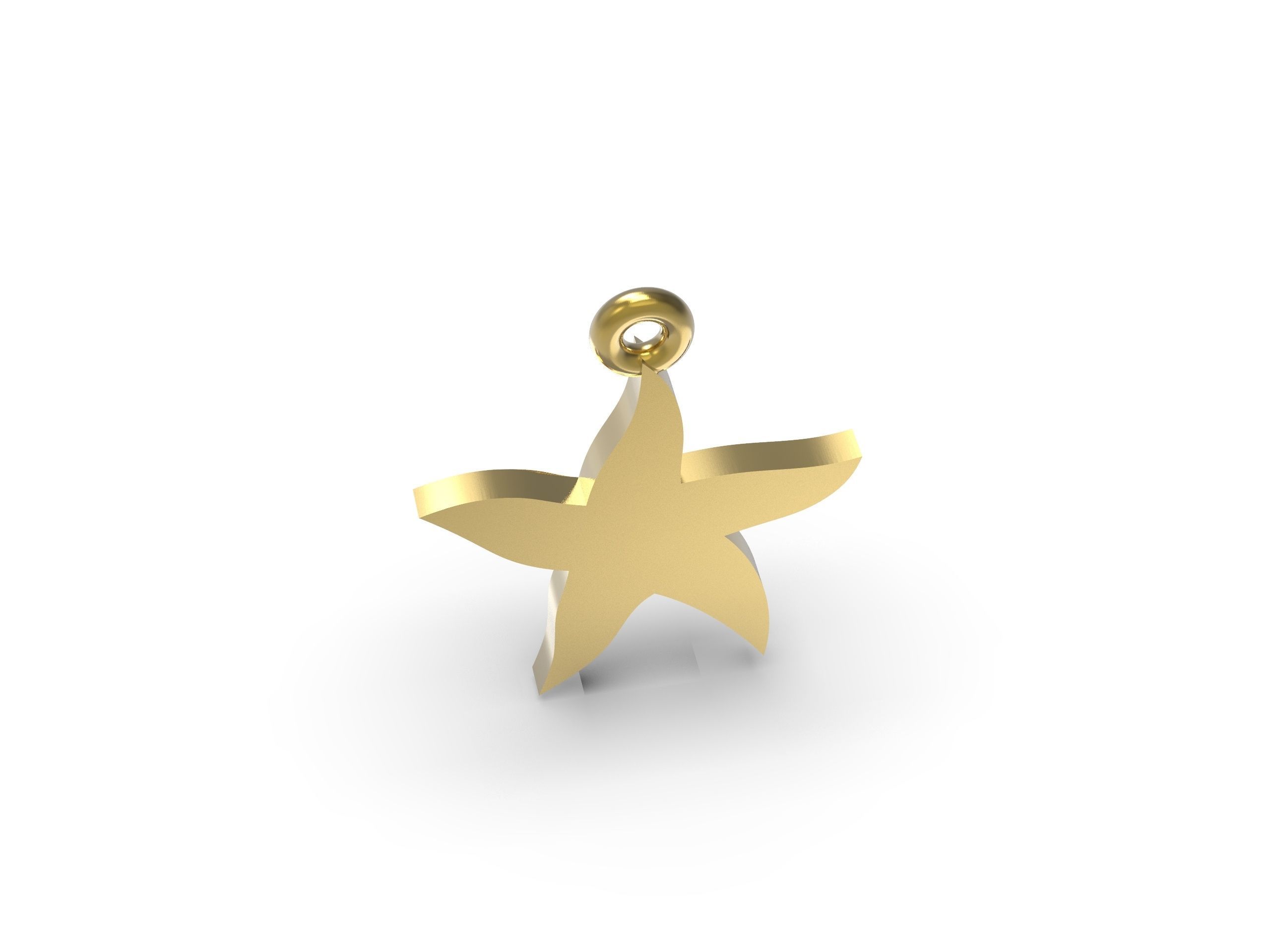 Starfish gold star pendant 3D print model_6