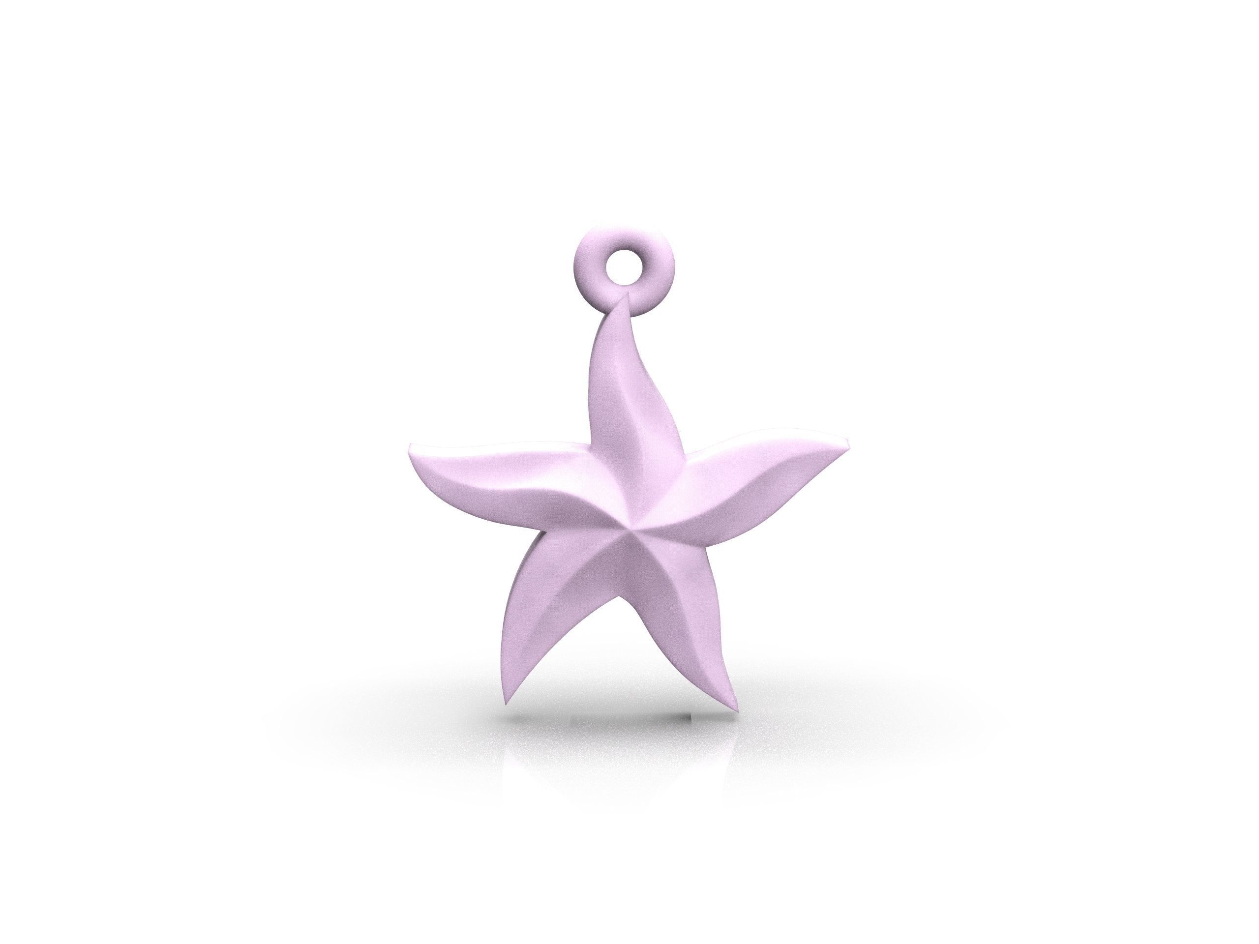 Starfish gold star pendant 3D print model_12