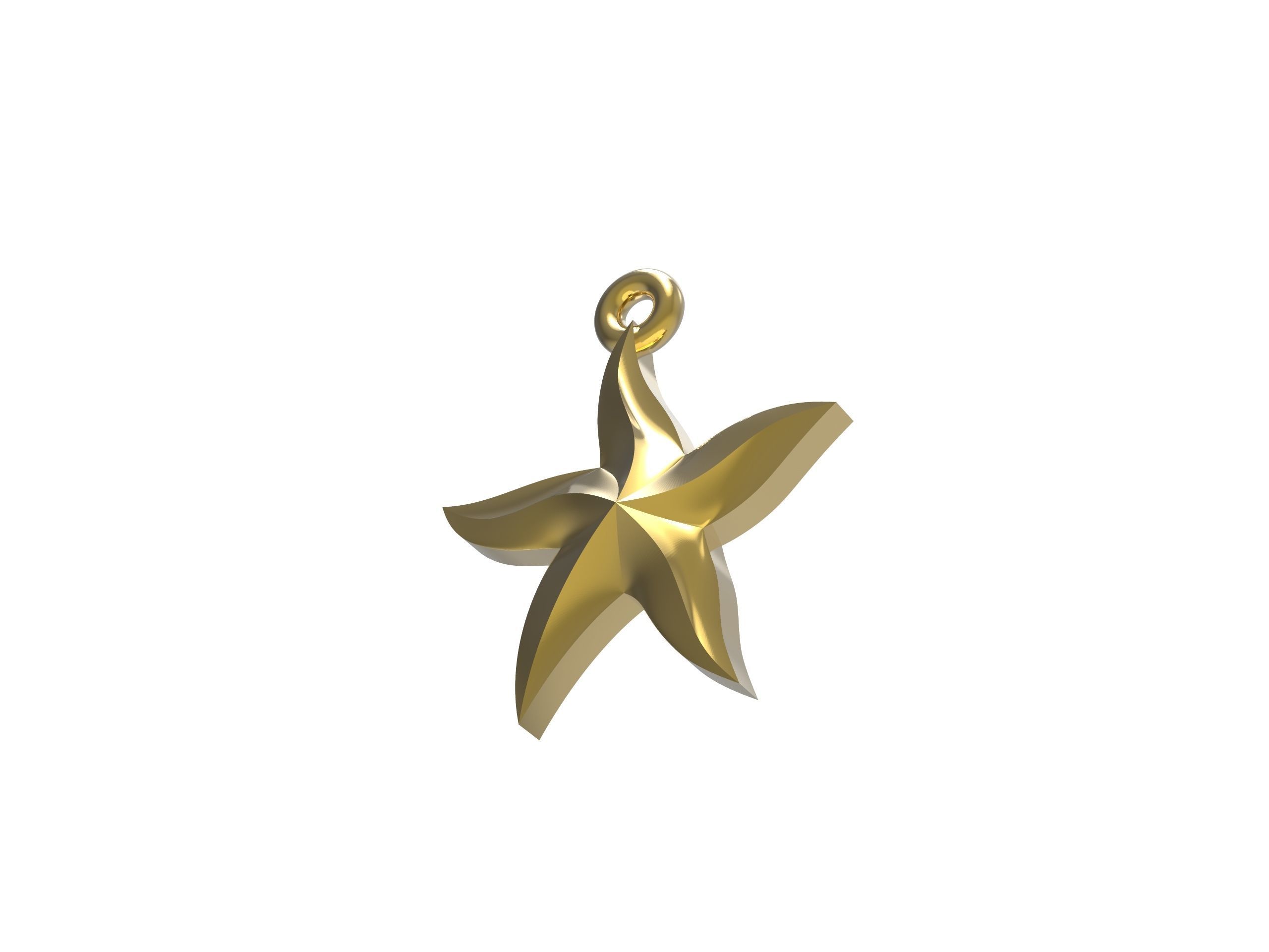 Starfish gold star pendant 3D print model_2