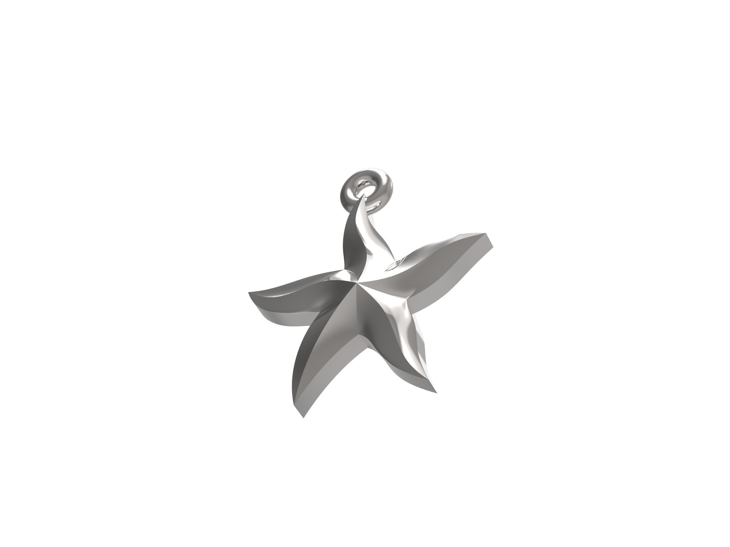 Starfish gold star pendant 3D print model_9