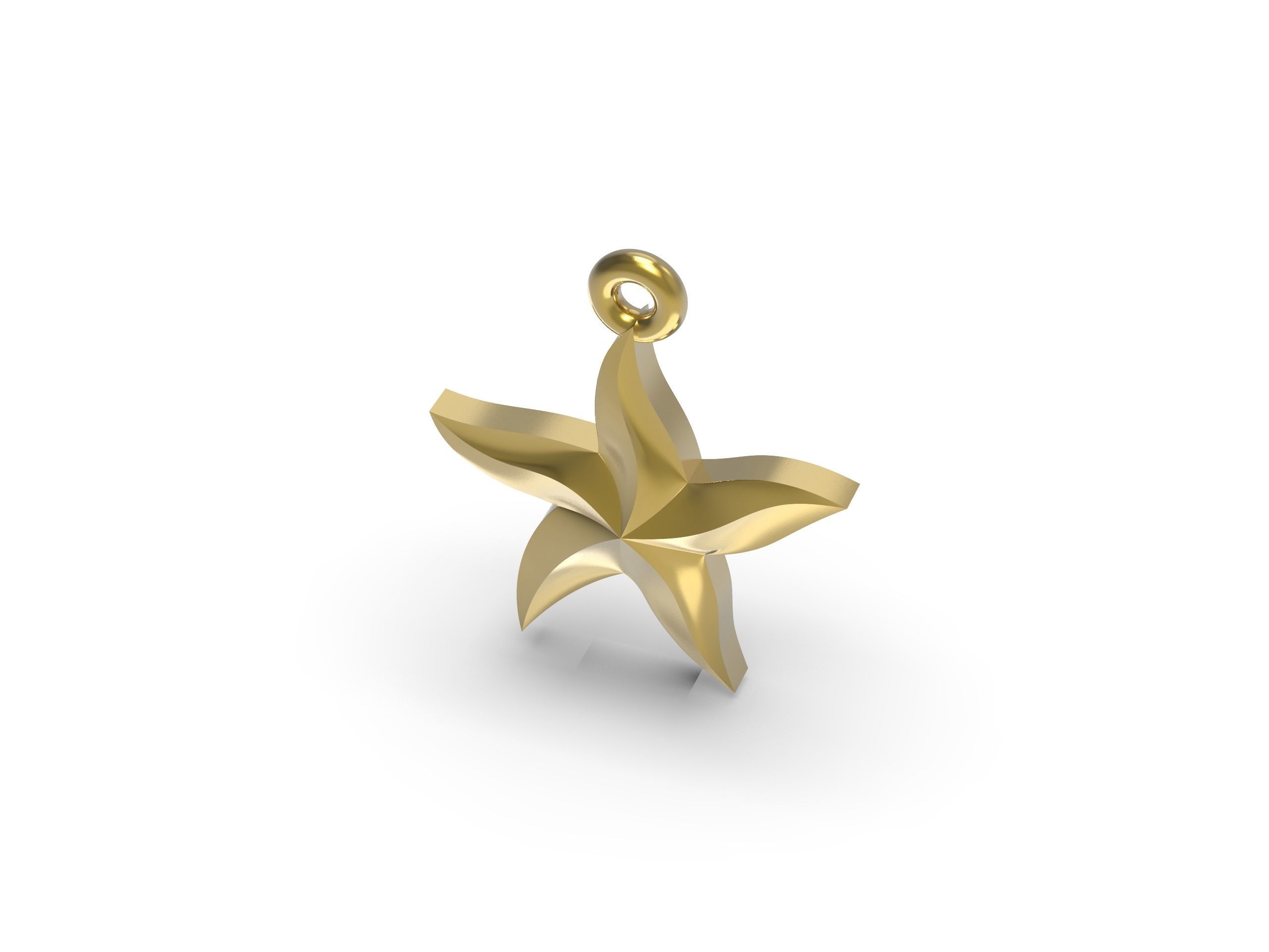 Starfish gold star pendant 3D print model_4