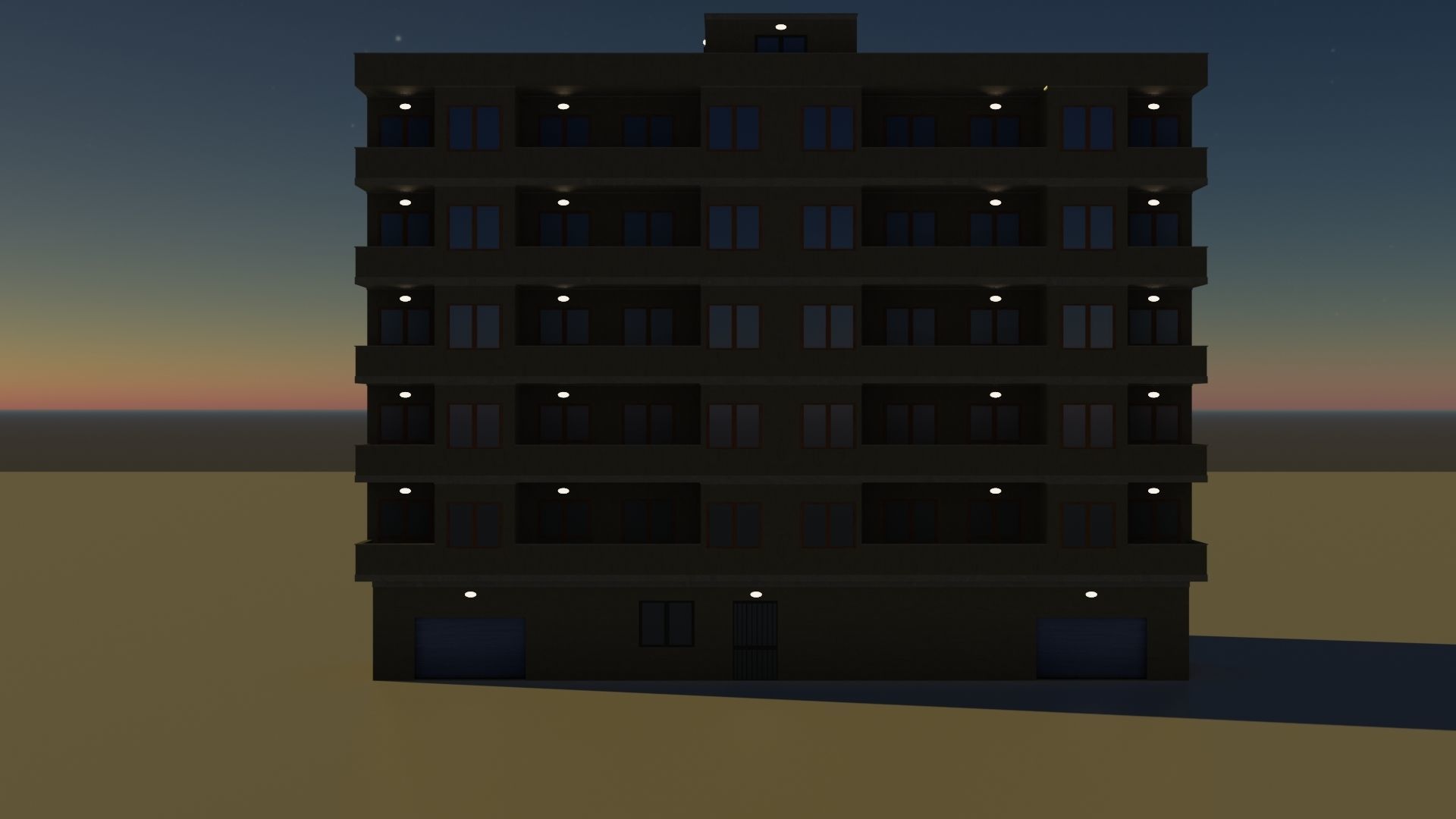 Residential city building  Low-poly 3D model_5
