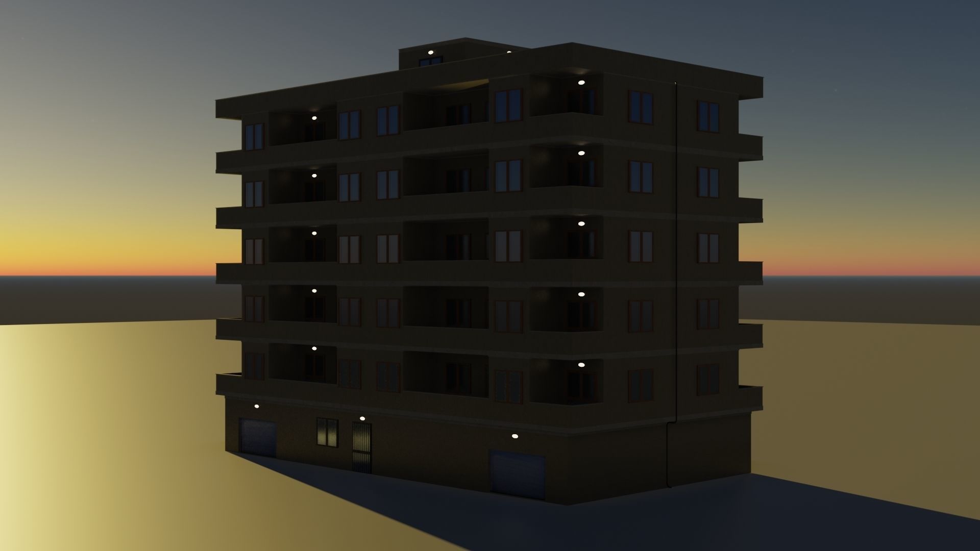 Residential city building  Low-poly 3D model_6