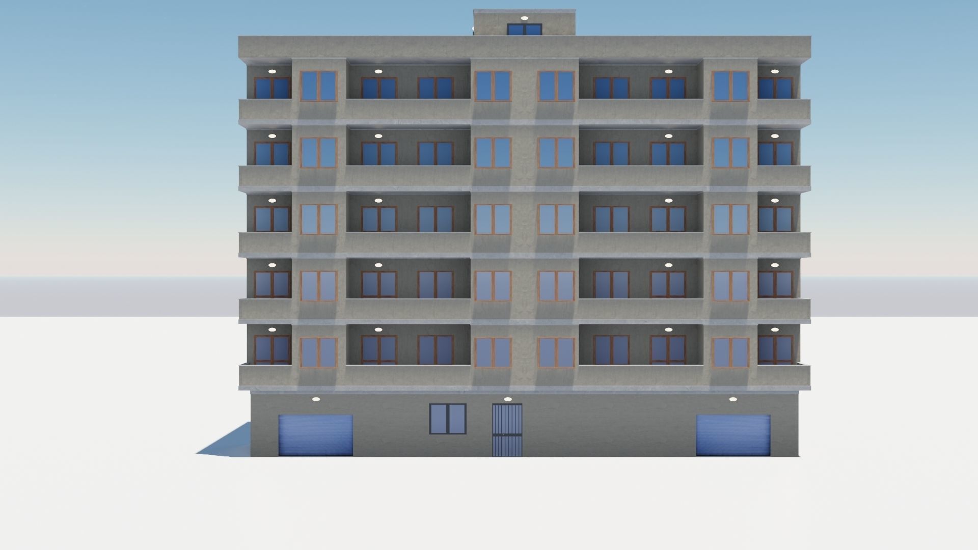 Residential city building  Low-poly 3D model_3