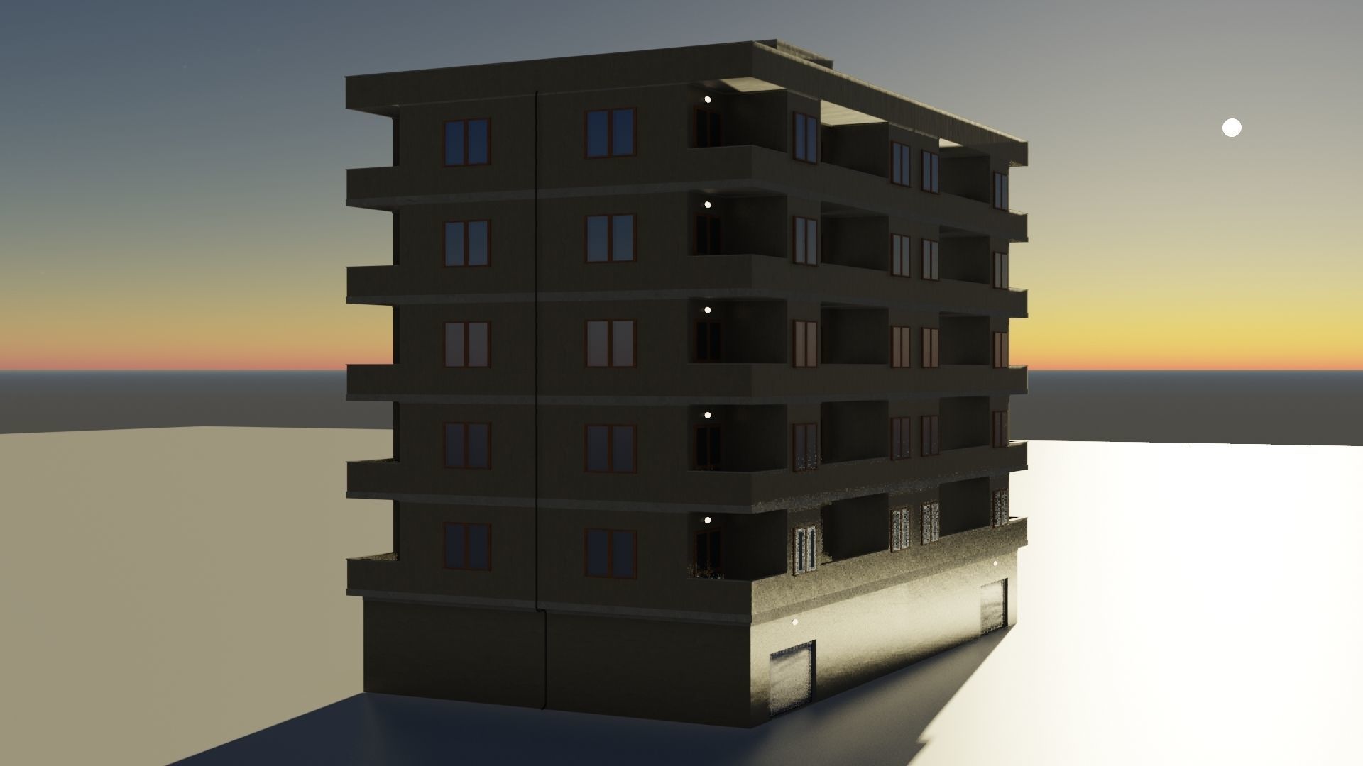 Residential city building  Low-poly 3D model_7