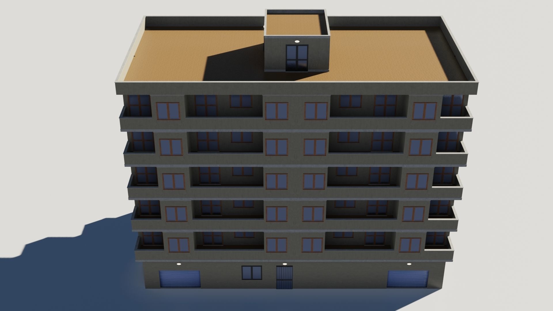 Residential city building  Low-poly 3D model_4