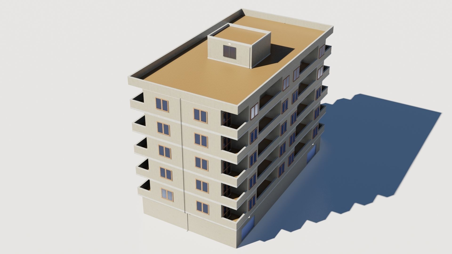 Residential city building  Low-poly 3D model_2