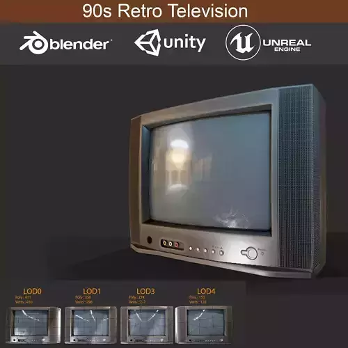 90s Retro Television game Ready Model Low-poly 3D model