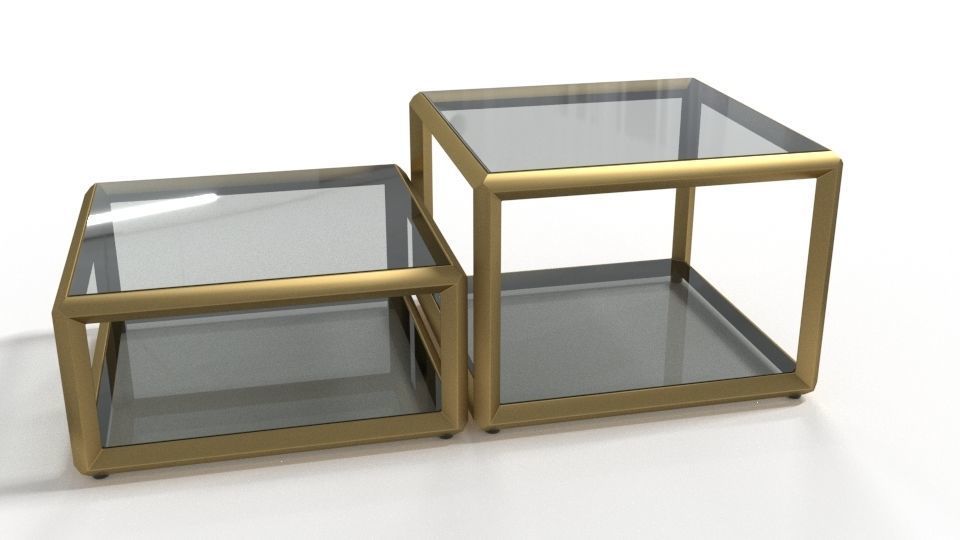 Brass Side Coffee Table 3D model_2
