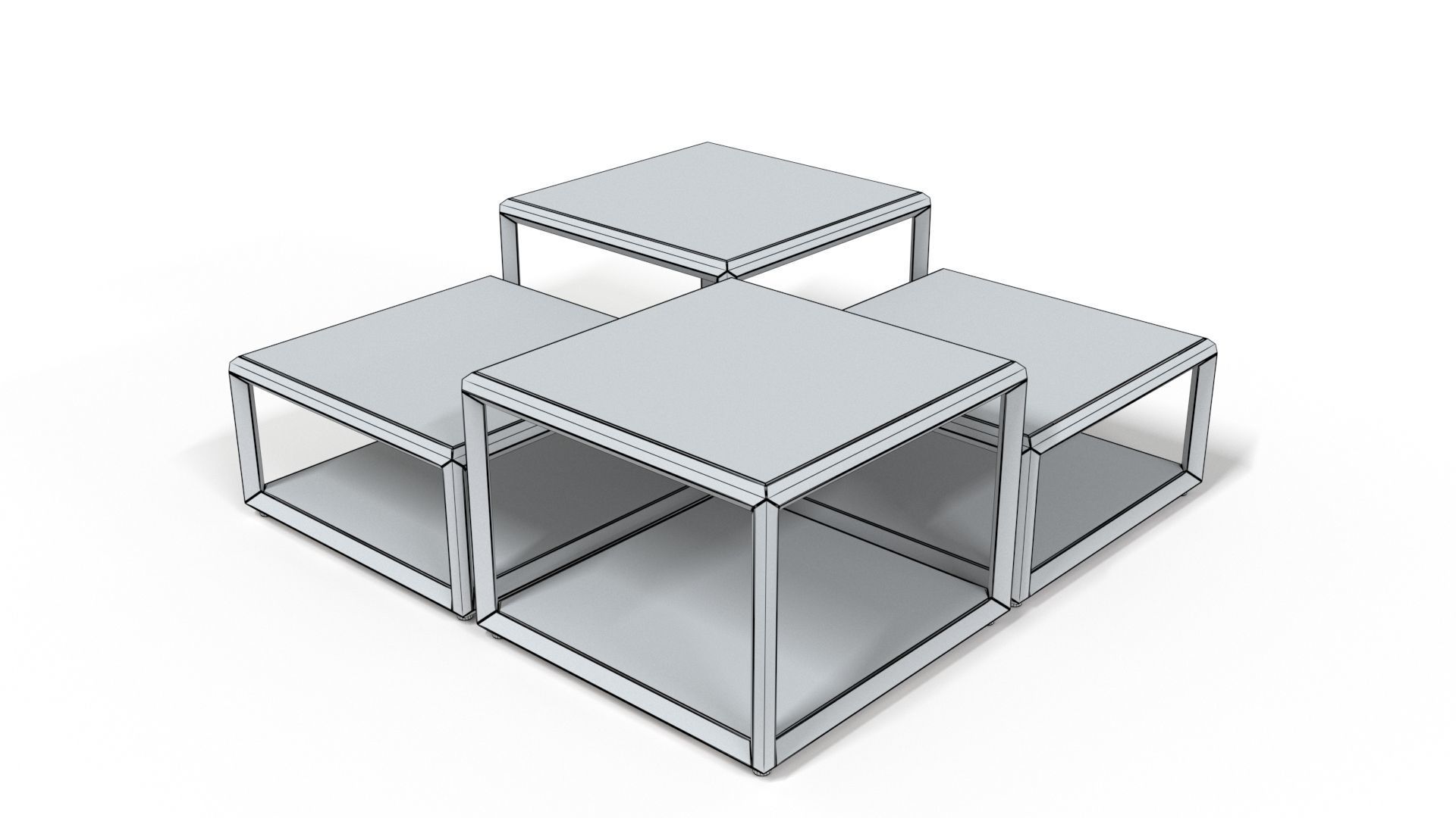 Brass Side Coffee Table 3D model_5