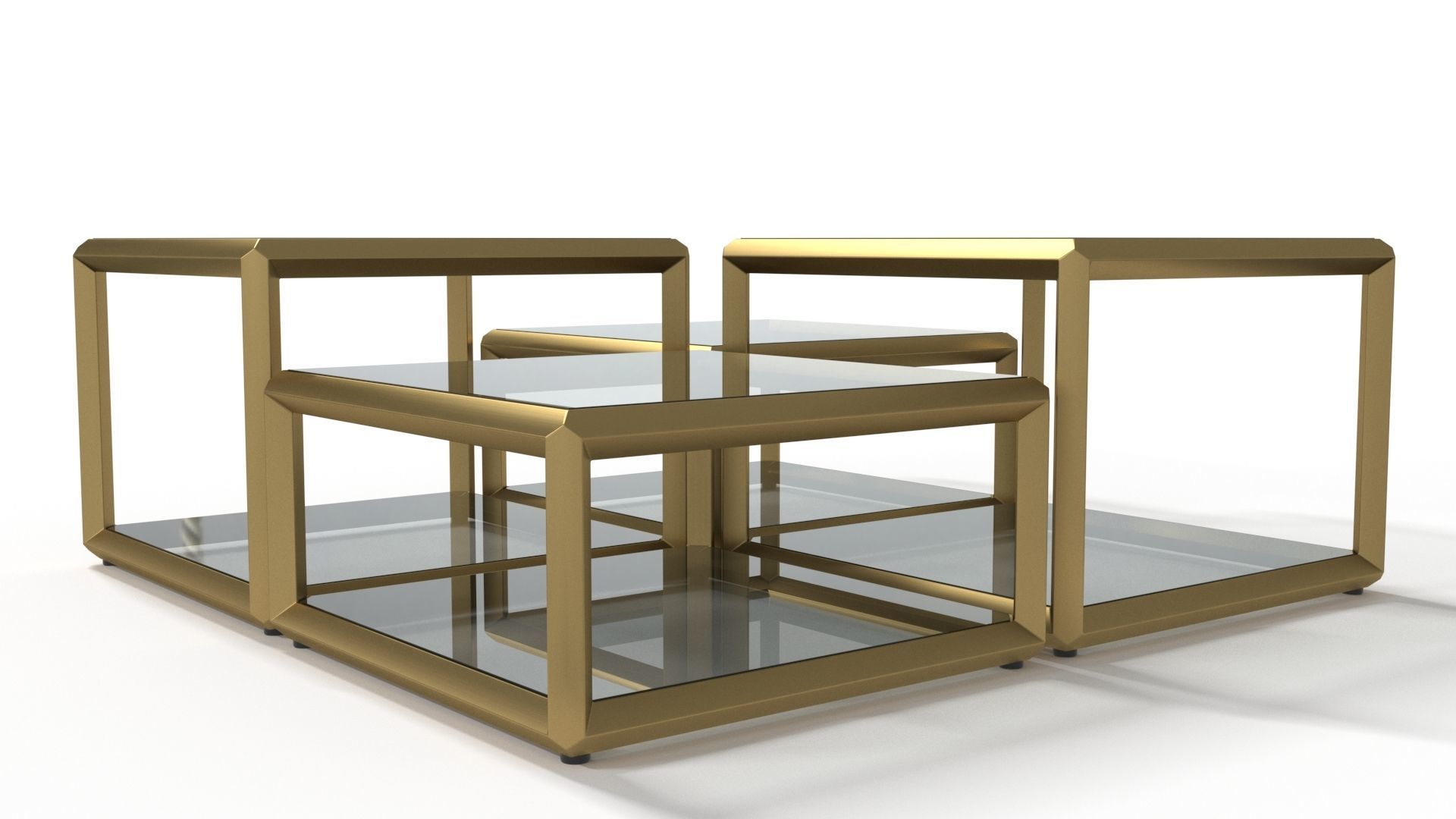 Brass Side Coffee Table 3D model_1