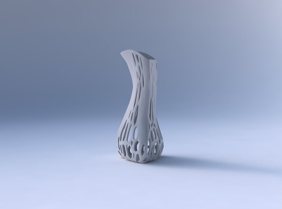 Vase puffy bent triangle with organic lattice on edges 3D print model_4
