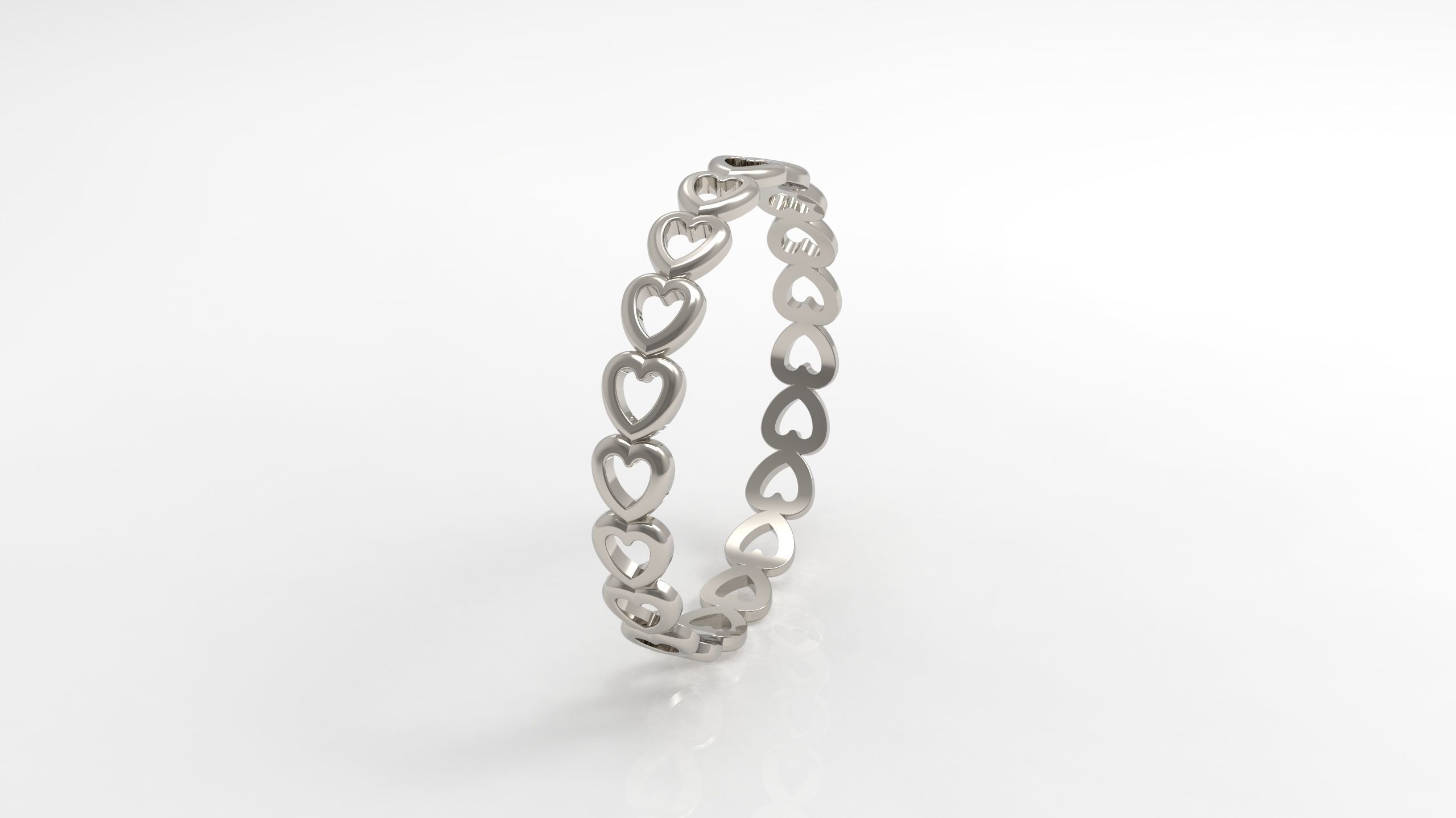Pandora Heart Band 1 Row Ring in Us Size 3D print model_3