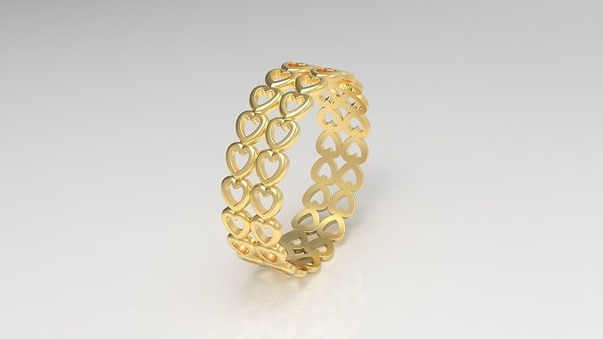 Pandora Heart Band 2 Row Ring in Eu Size 3D print model
