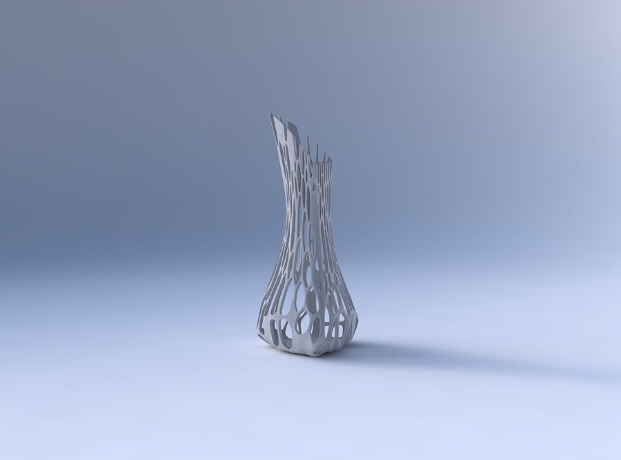 Vase puffy tappered triangle with cracked organic lattice 2 3D print model_4
