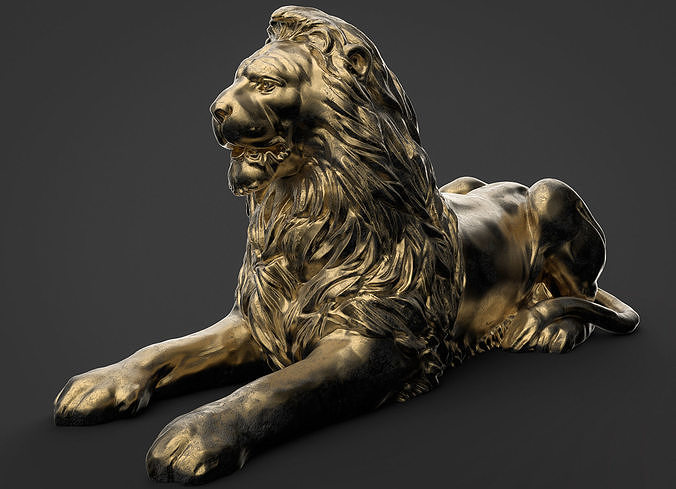 Stone Lion Sculpture 3d model 3D print model