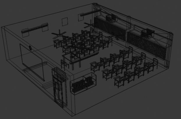 School Old Class Room 3D model_30