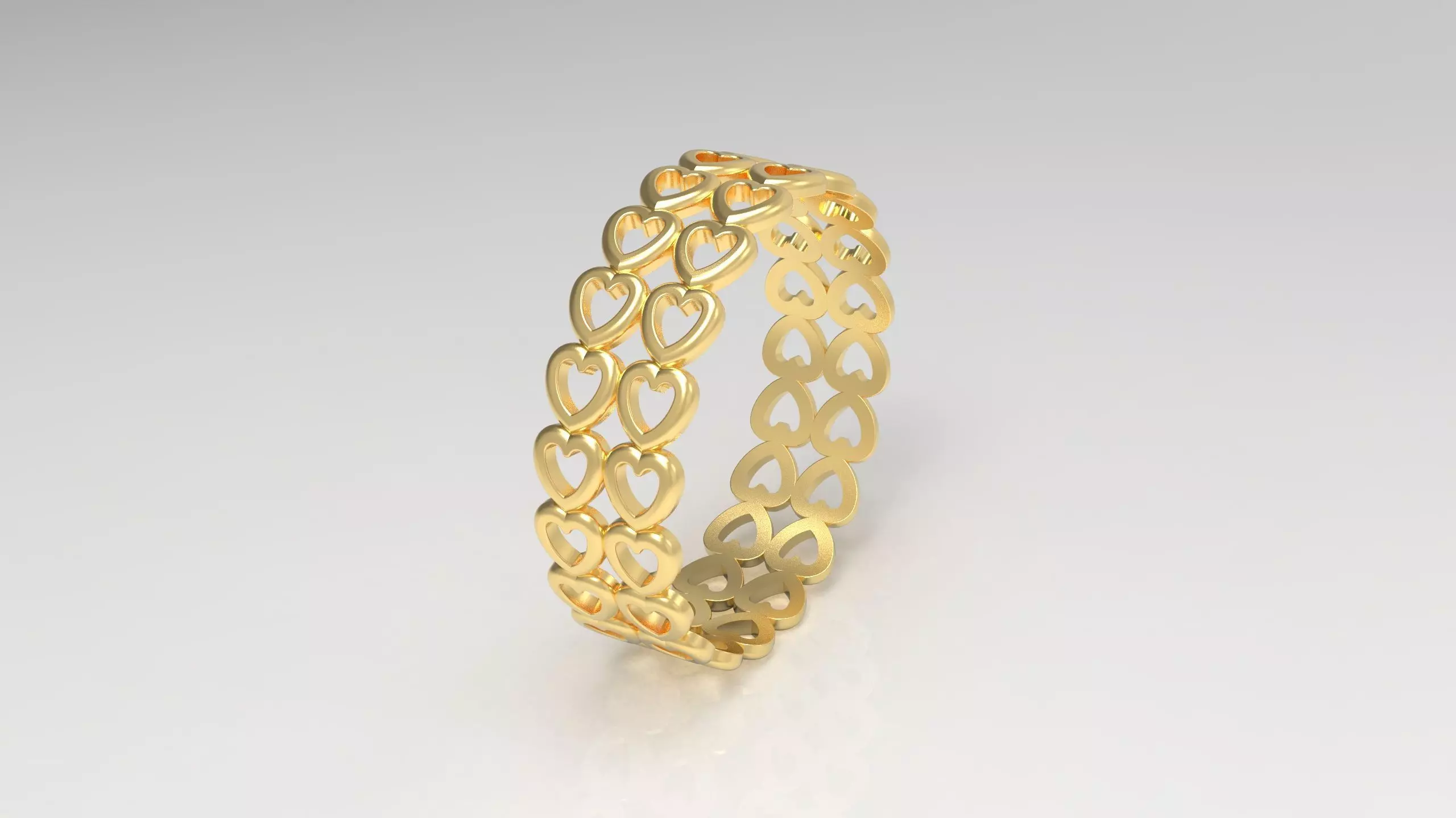 Pandora Heart Band 2 Row Ring in Us Size 3D print model_0