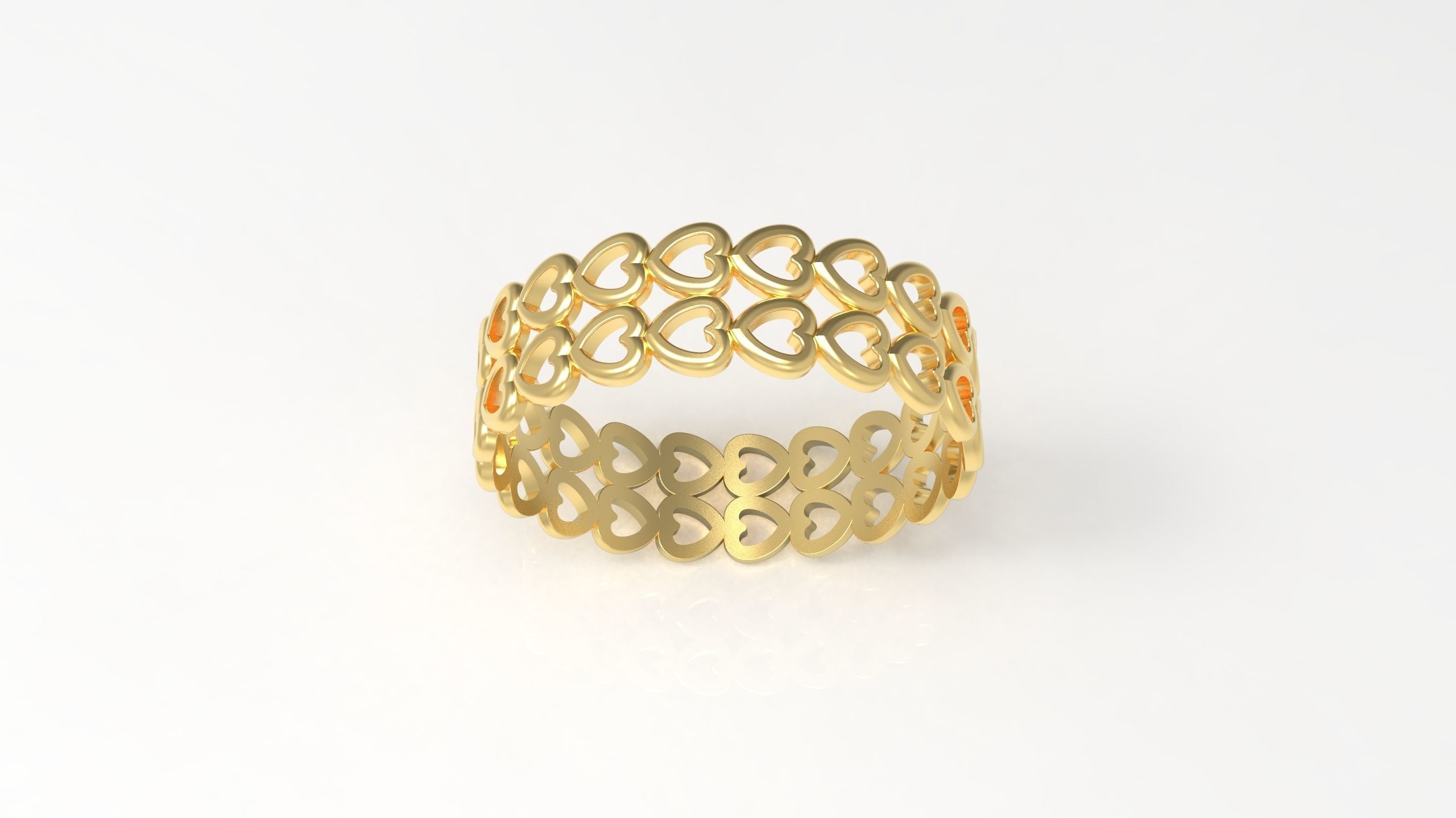 Pandora Heart Band 2 Row Ring in Us Size 3D print model_1