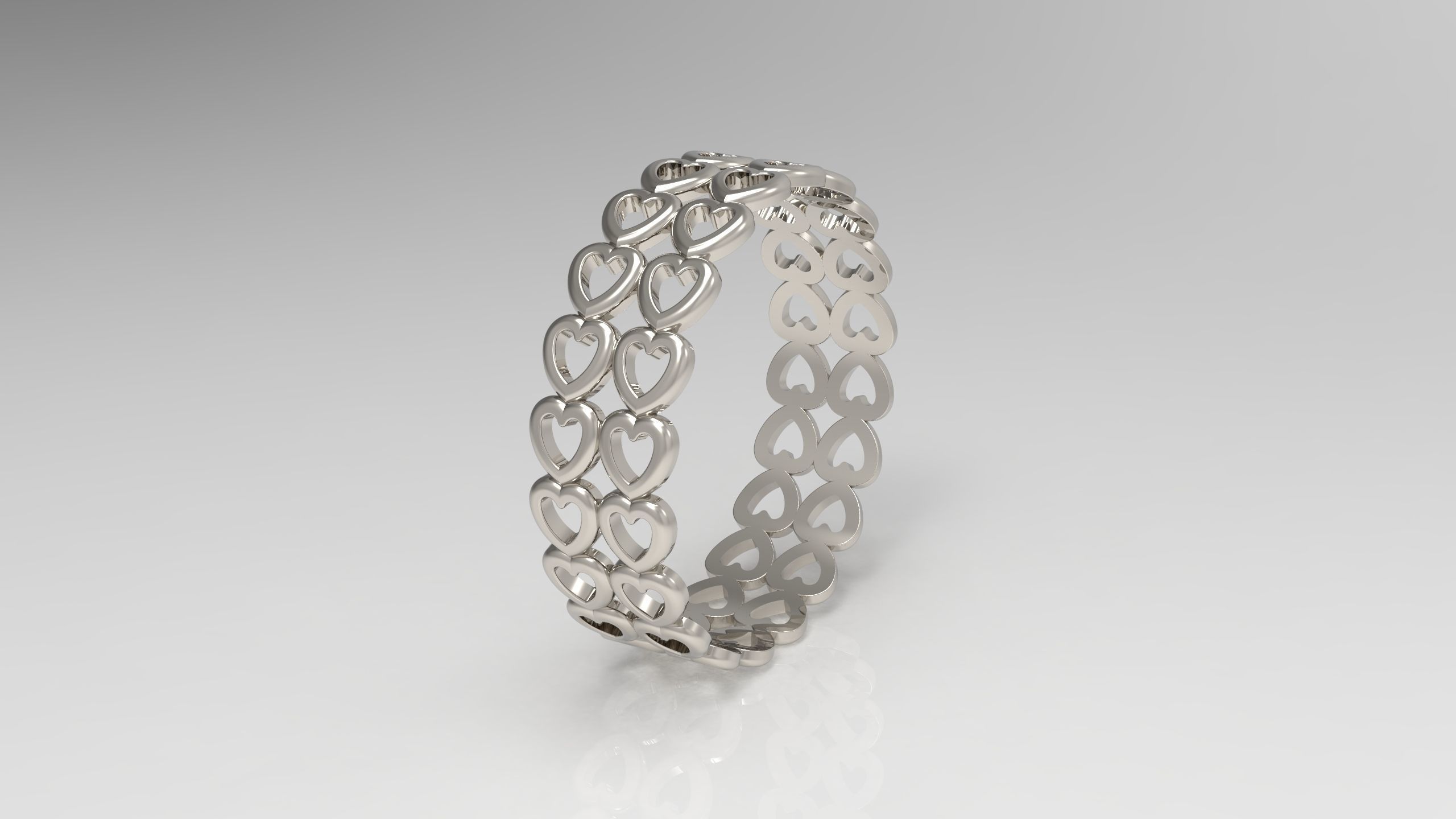 Pandora Heart Band 2 Row Ring in Us Size 3D print model_2