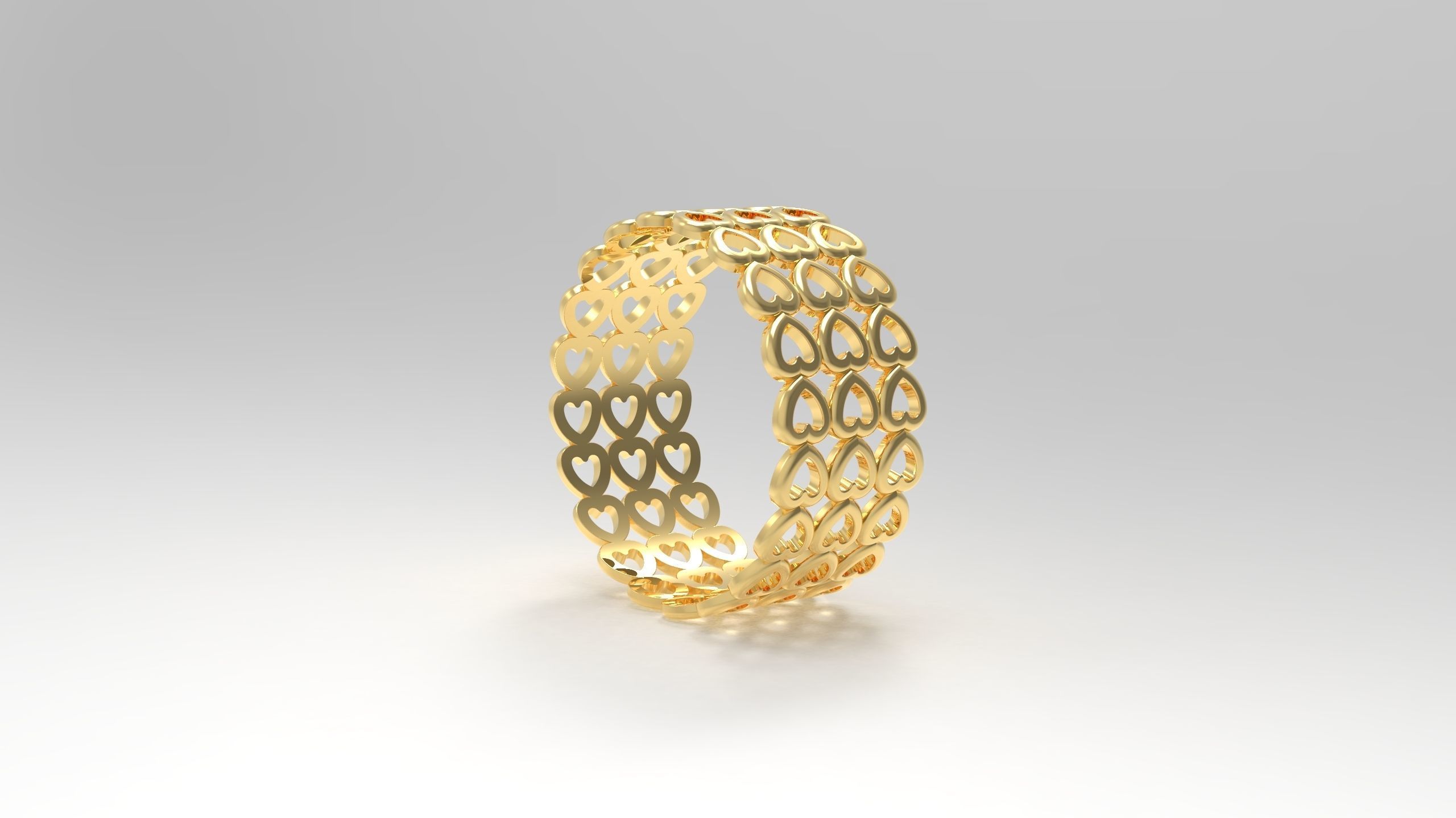 Pandora Heart Band 3 Row Ring in Eu Size 3D print model_2