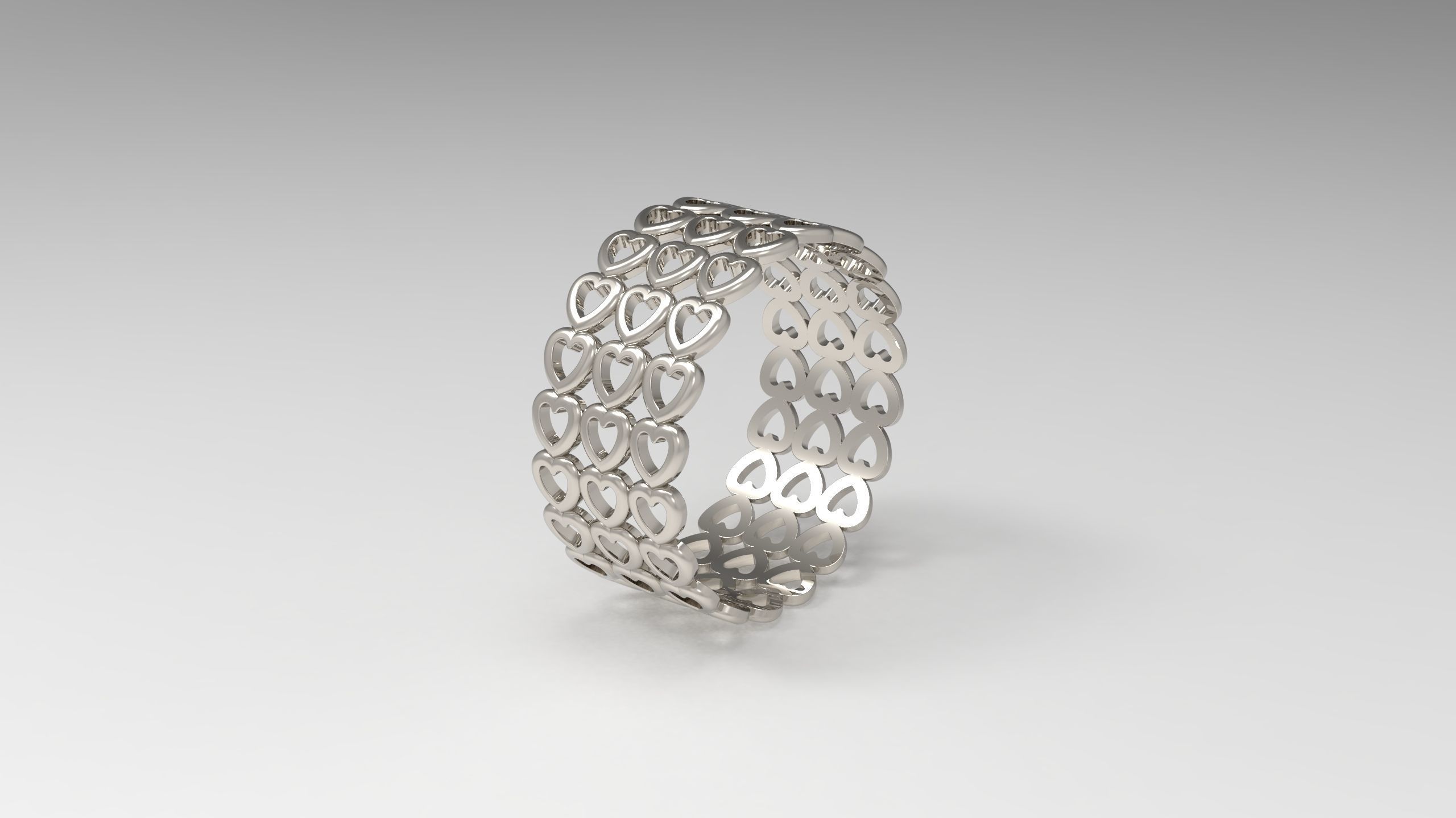 Pandora Heart Band 3 Row Ring in Eu Size 3D print model_3