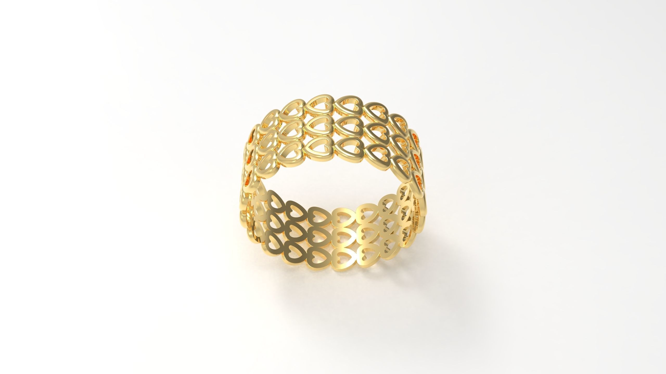 Pandora Heart Band 3 Row Ring in Eu Size 3D print model_1