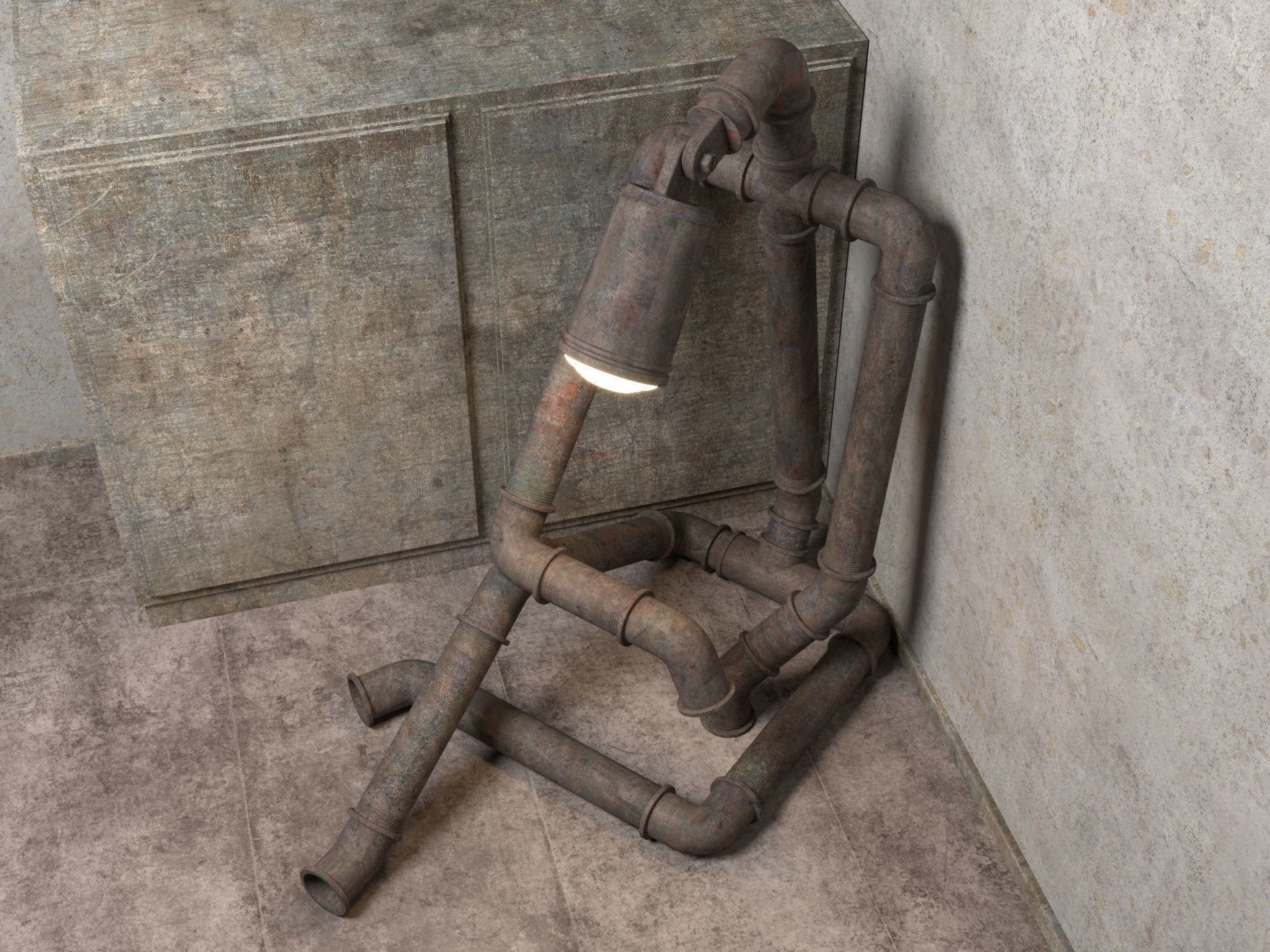 Sad Robot Lamp 3D model_4