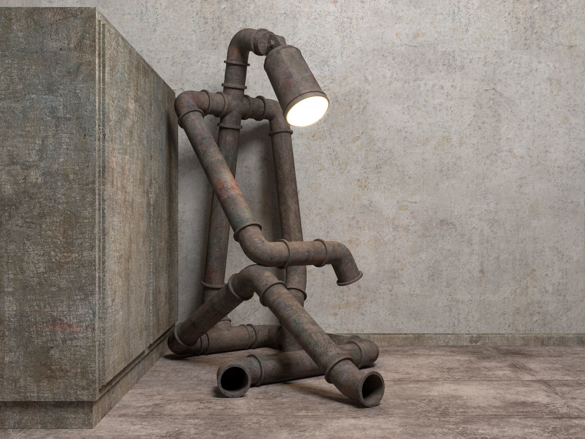 Sad Robot Lamp 3D model_2