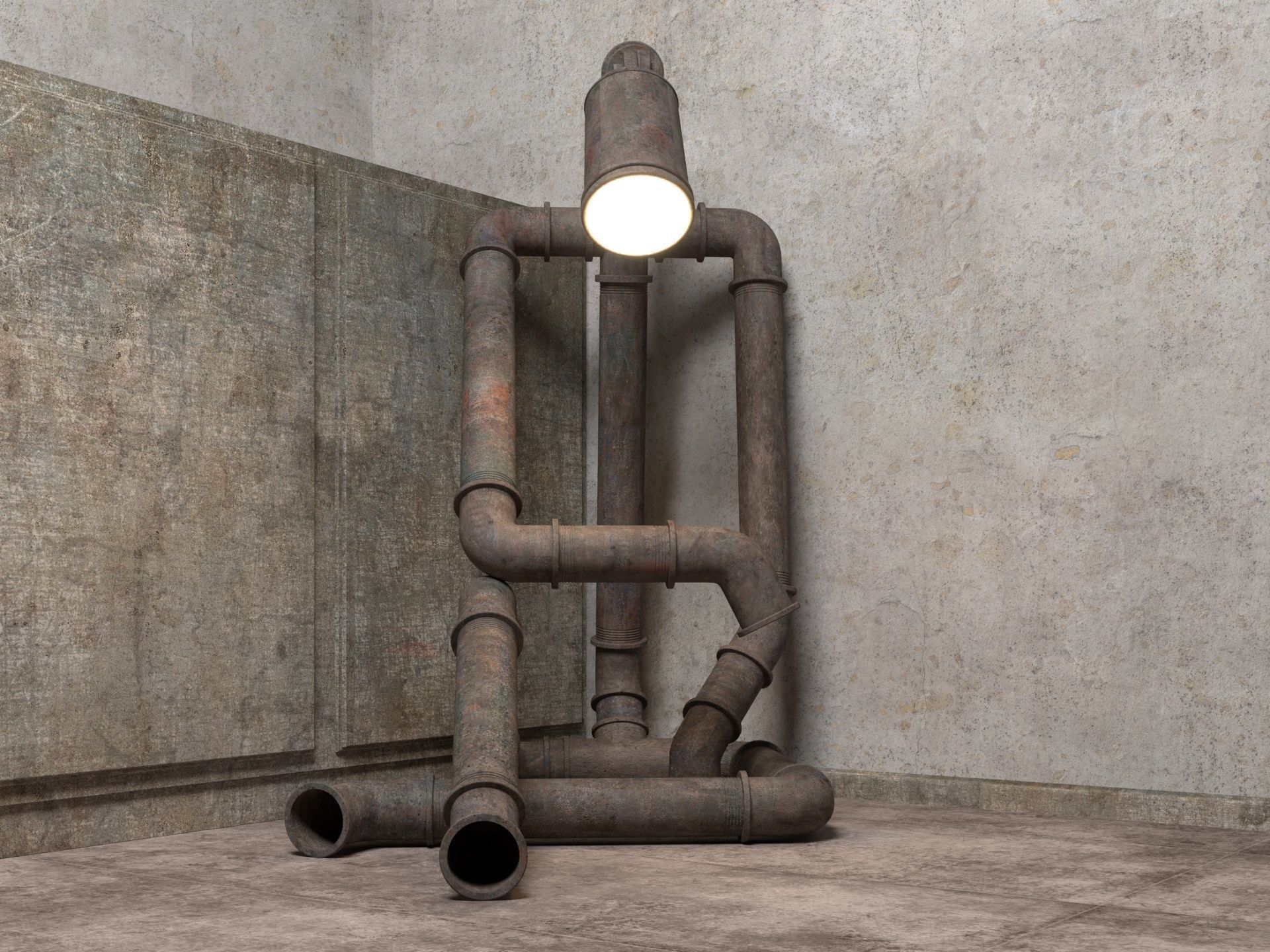 Sad Robot Lamp 3D model_3