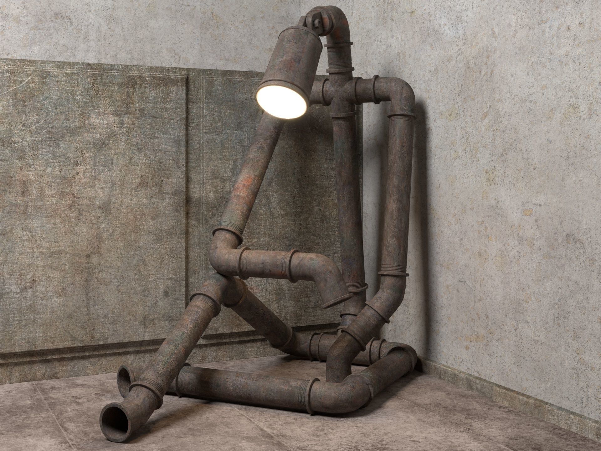 Sad Robot Lamp 3D model_1