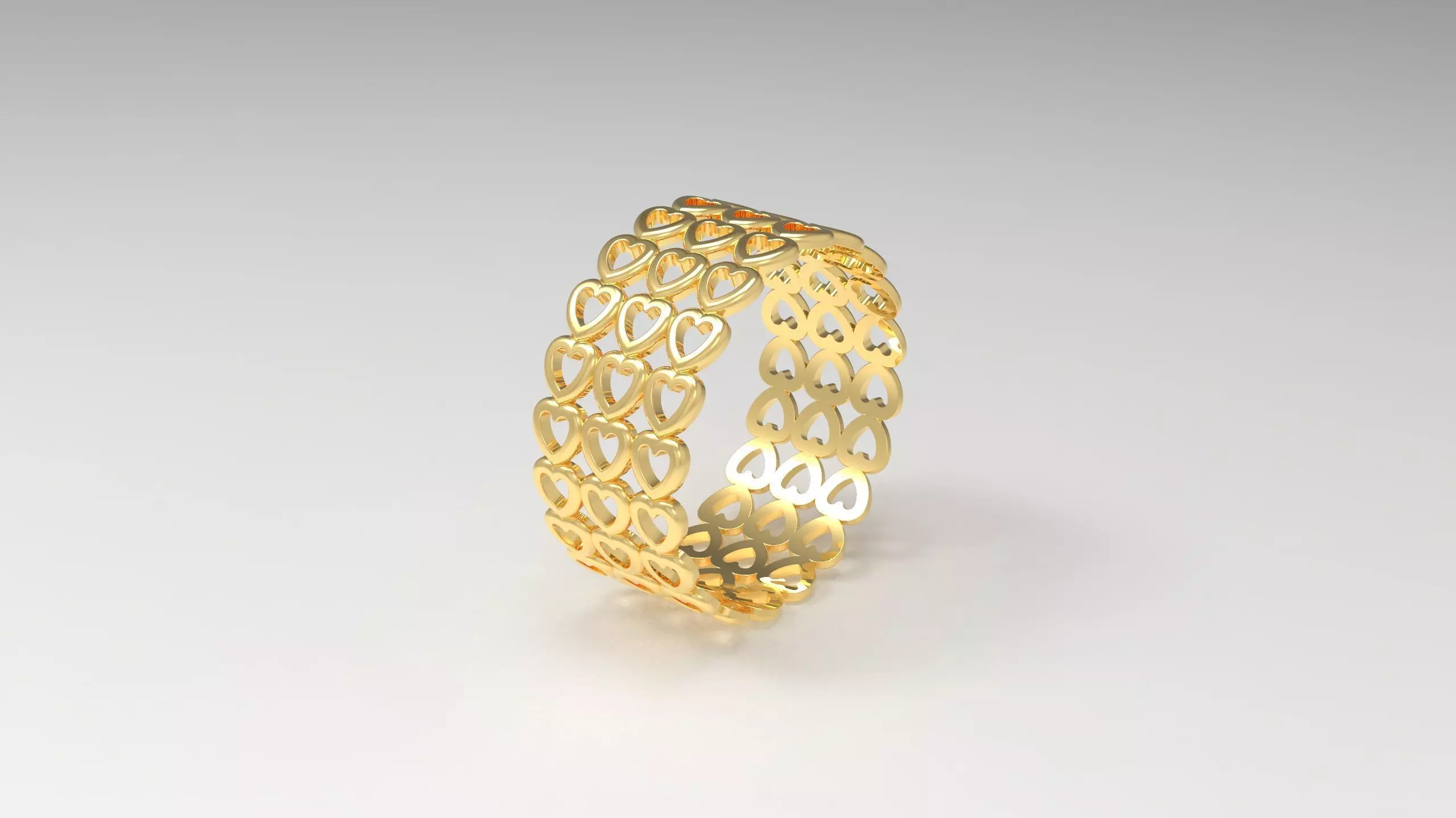 Pandora Heart Band 3 Row Ring in Us Size 3D print model_0