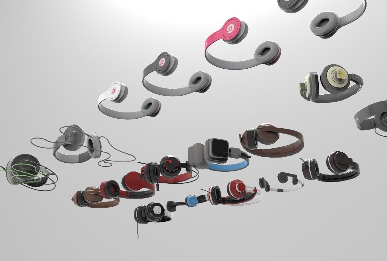Headphones pack low and high poly  BEATS AKG  3D model_11