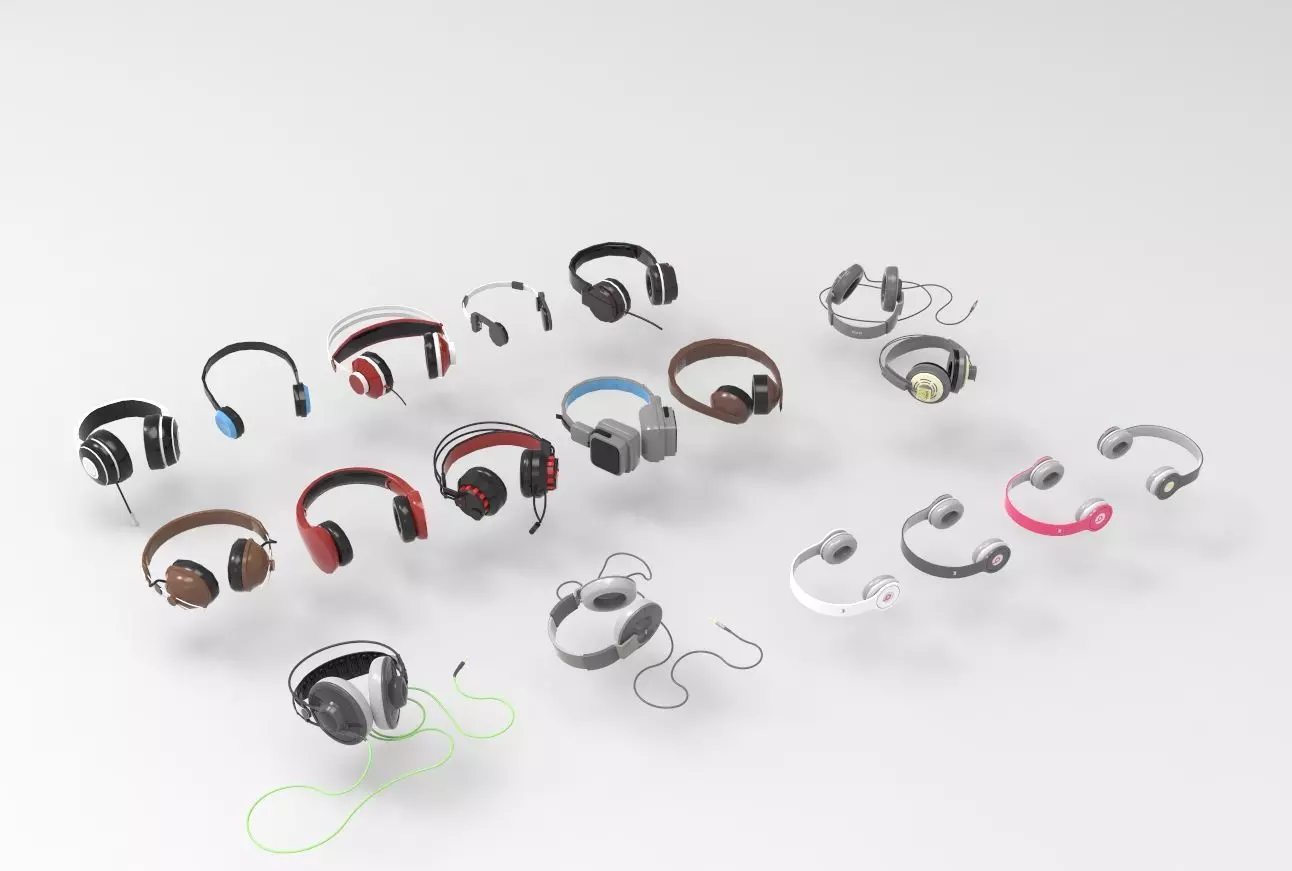 Headphones pack low and high poly  BEATS AKG  3D model_0