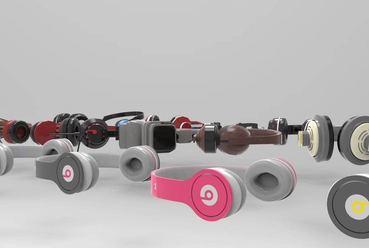 Headphones pack low and high poly  BEATS AKG  3D model_7